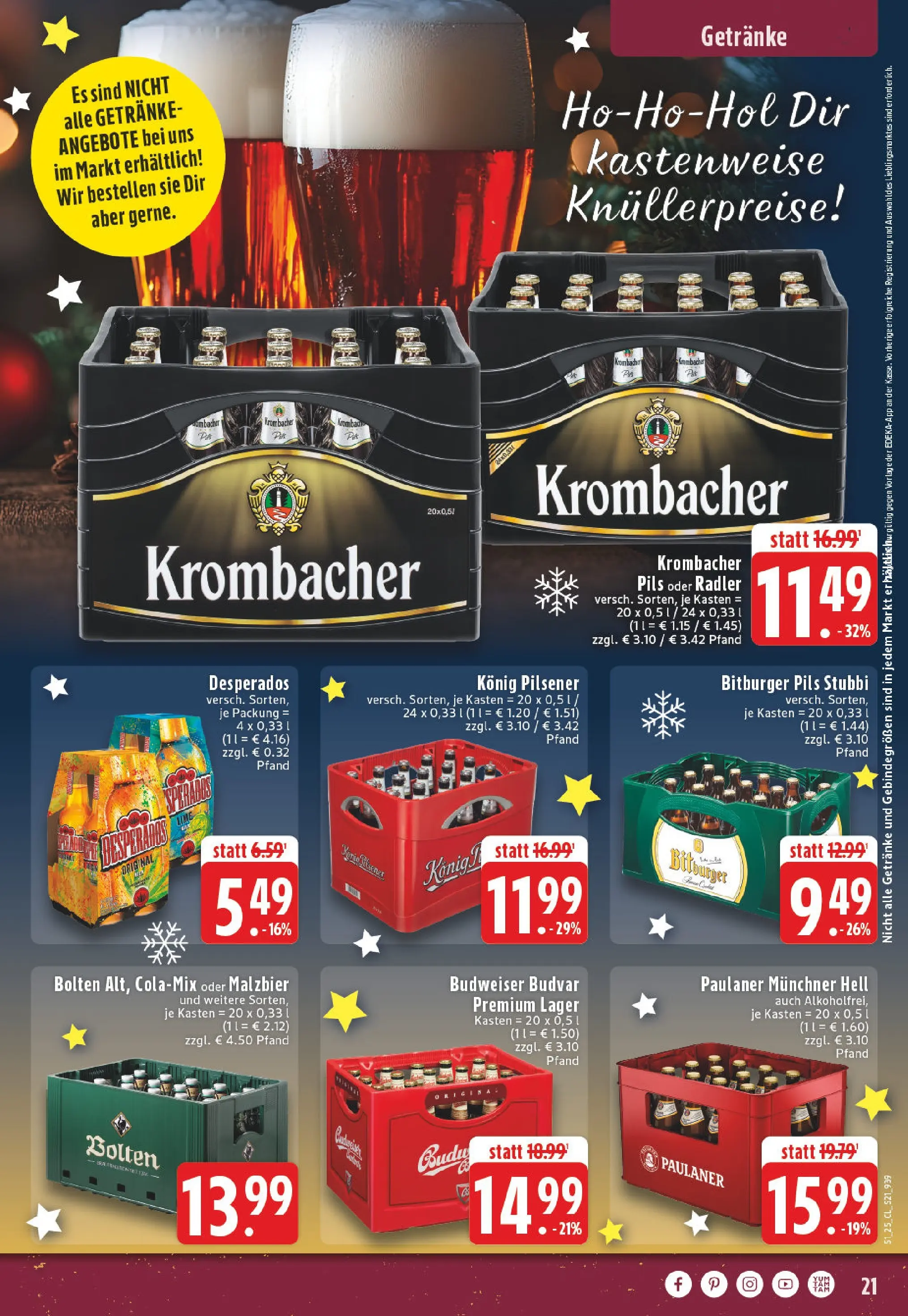 Edeka prospekt Iserlohn	 (ab 15.12.2025) » Angebote Online | Seite: 21 | Produkte: Konig pilsener, Pils, Radler, Budweiser