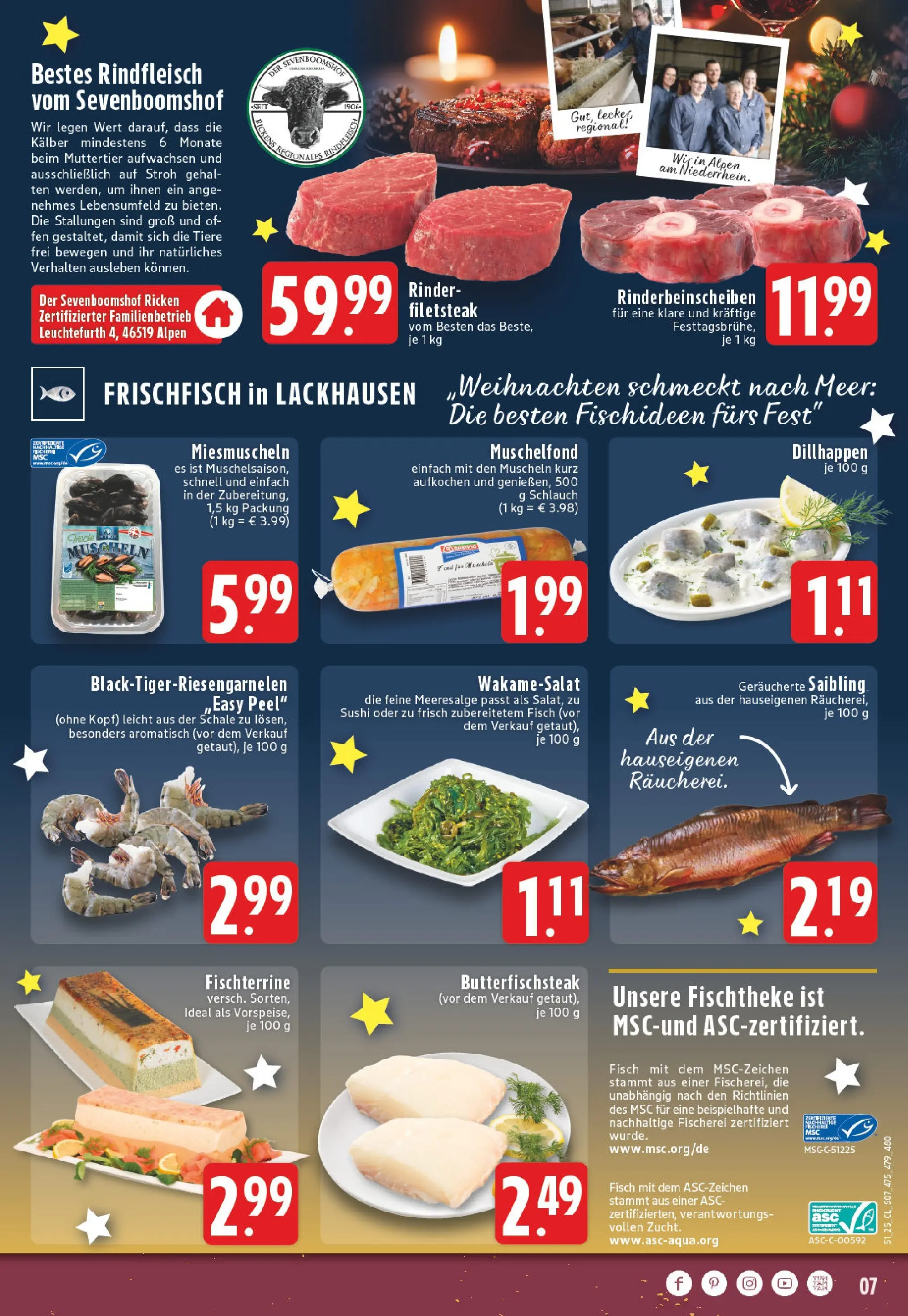 Edeka prospekt Wesel-Obrighoven	 (ab 15.12.2025) » Angebote Online | Seite: 7 | Produkte: Fisch, Rindfleisch, Steak