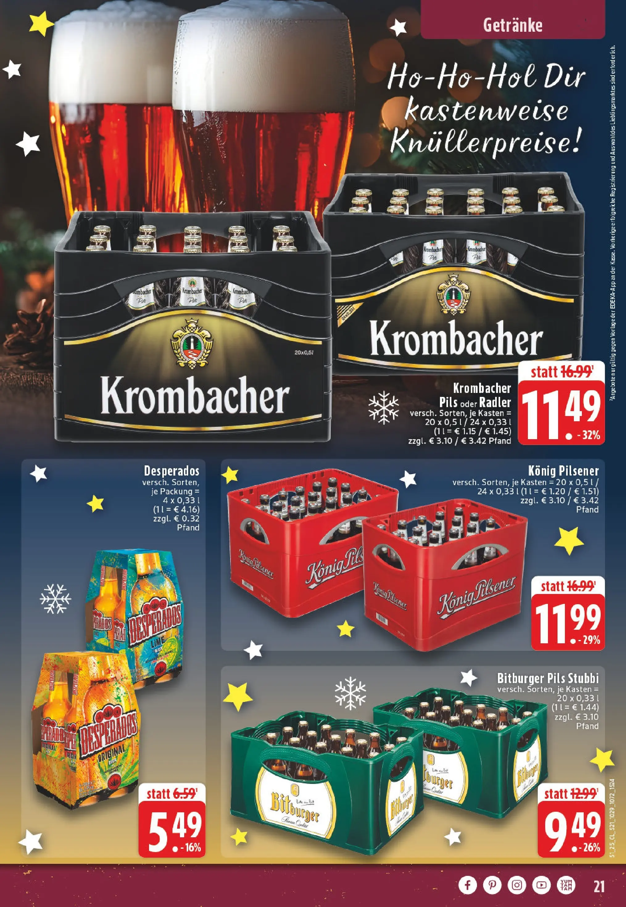 Edeka prospekt Kempen	 (ab 15.12.2025) » Angebote Online | Seite: 21 | Produkte: Bitburger, Konig pilsener, Radler, Desperados