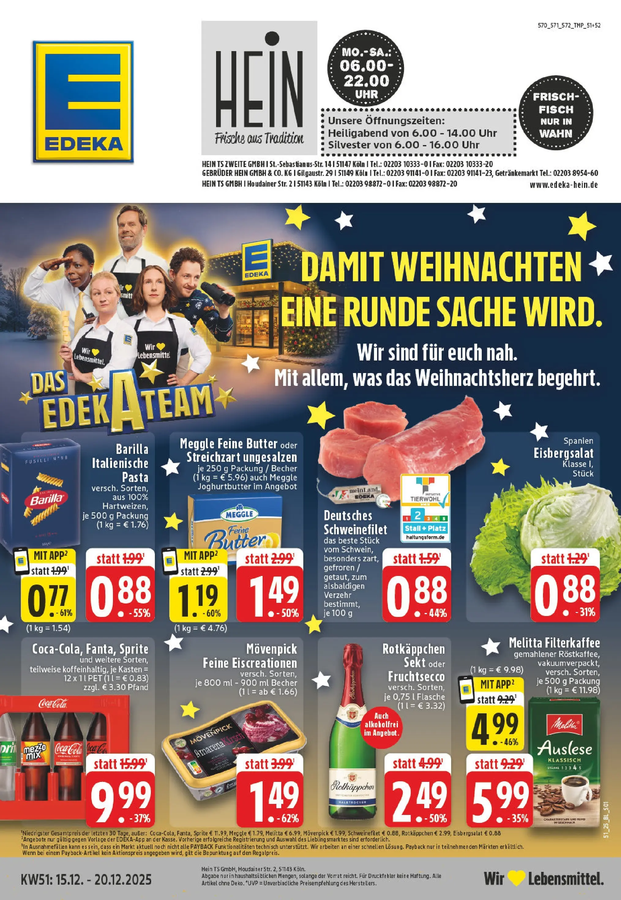 Edeka prospekt Köln	 (ab 15.12.2025) » Angebote Online | Seite: 1 | Produkte: Melitta, Butter, Barilla, Uhr