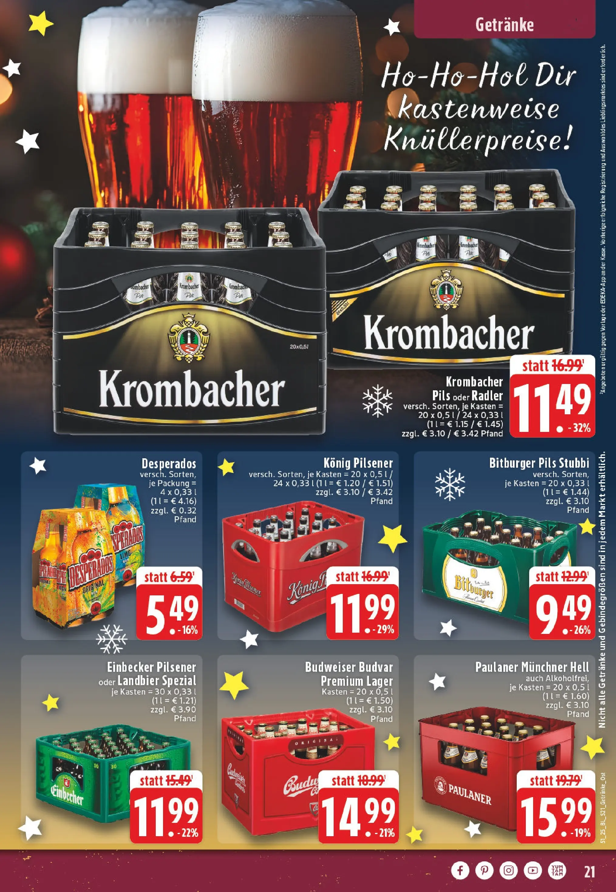 Edeka prospekt Bad Lippspringe	 (ab 14.12.2025) » Angebote Online | Seite: 21 | Produkte: Bitburger, Pils, Krombacher, Budweiser