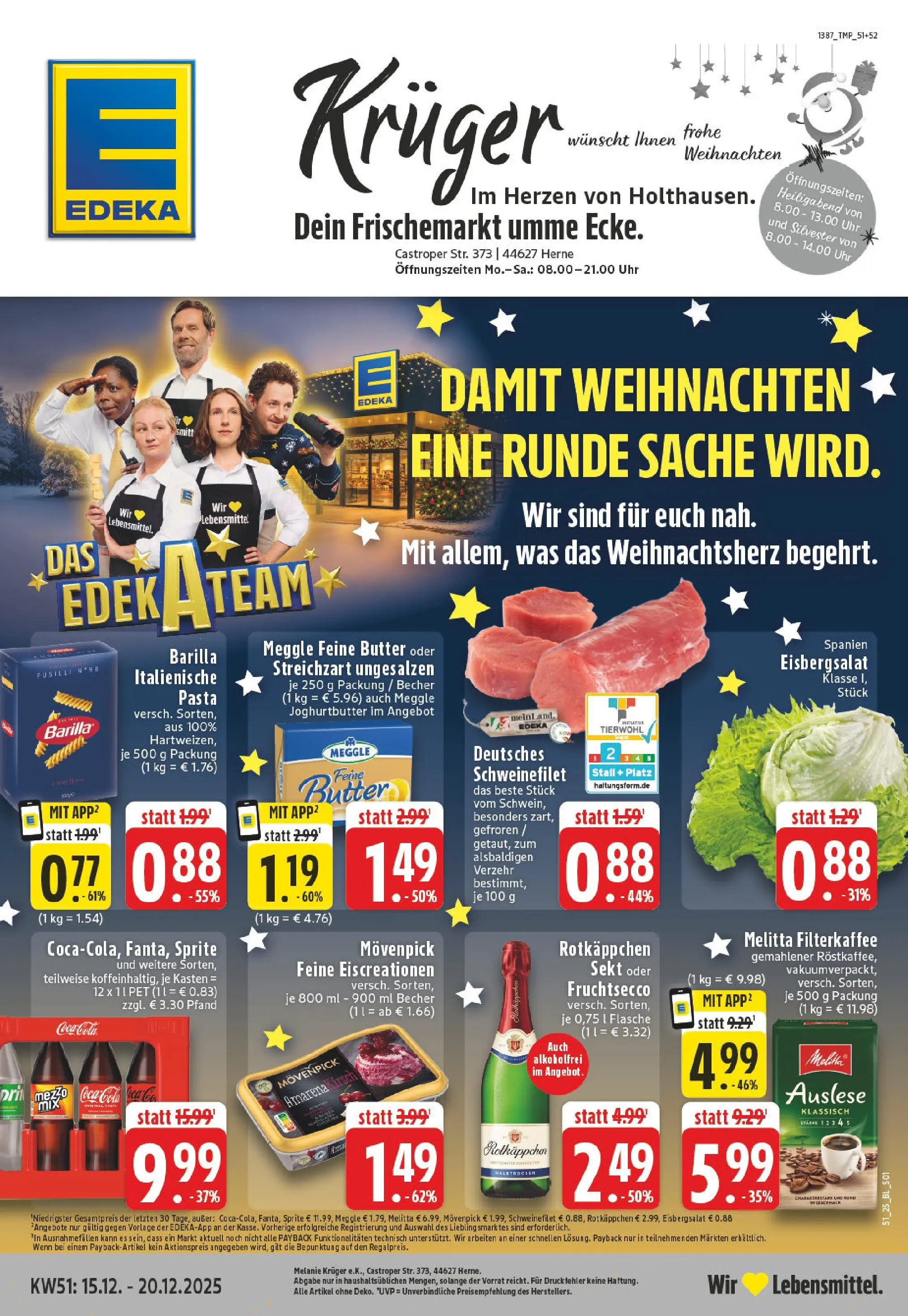 Edeka prospekt Herne	 (ab 15.12.2025) » Angebote Online | Seite: 1 | Produkte: Melitta, Sprite, Butter, Barilla