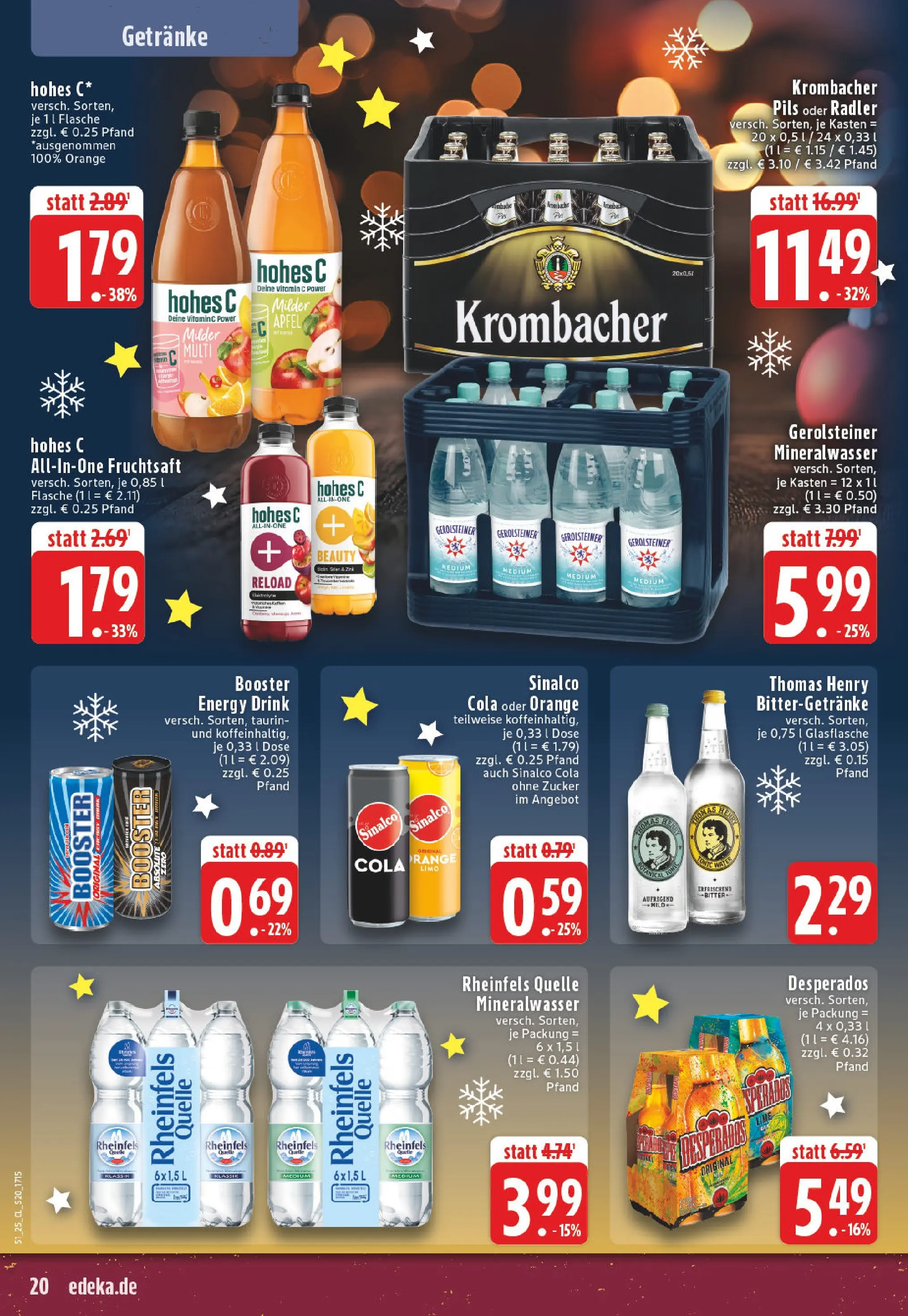 Edeka prospekt Lünen-Brambauer	 (ab 15.12.2025) » Angebote Online | Seite: 20 | Produkte: Zucker, Hohes c, Fruchtsaft, Rheinfels quelle