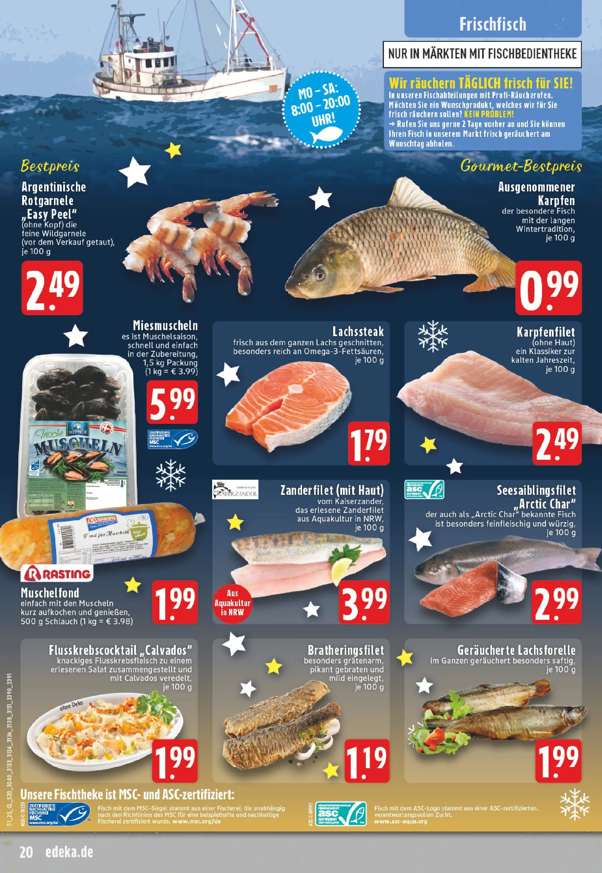Edeka prospekt Kerken-Nieukerk	 (ab 15.12.2025) » Angebote Online | Seite: 20 | Produkte: Fisch, Lachs, Steak, Salat