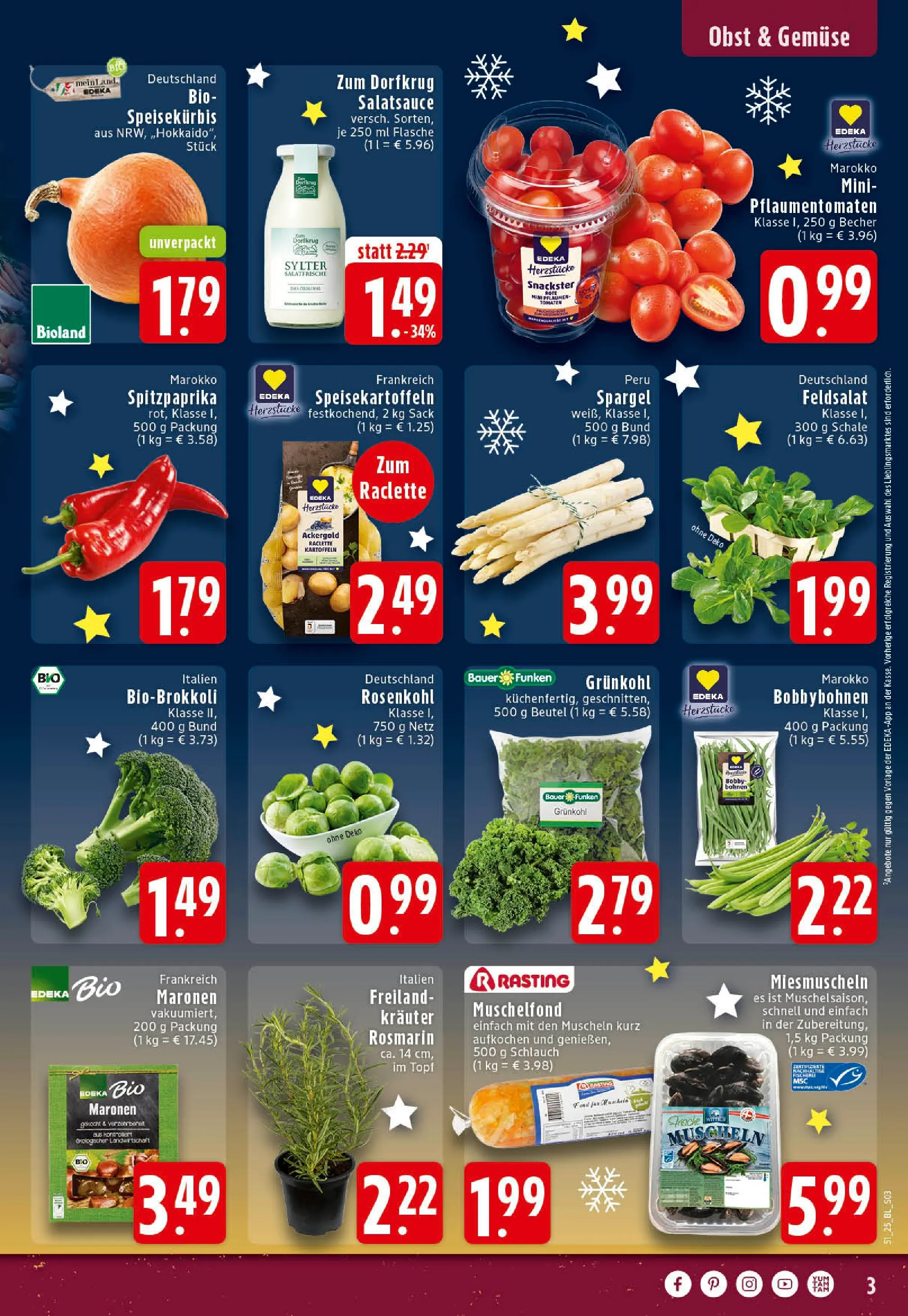 Edeka prospekt Rheine	 (ab 15.12.2025) » Angebote Online | Seite: 3 | Produkte: Dressing, Spargel, Kartoffeln, Gemüse