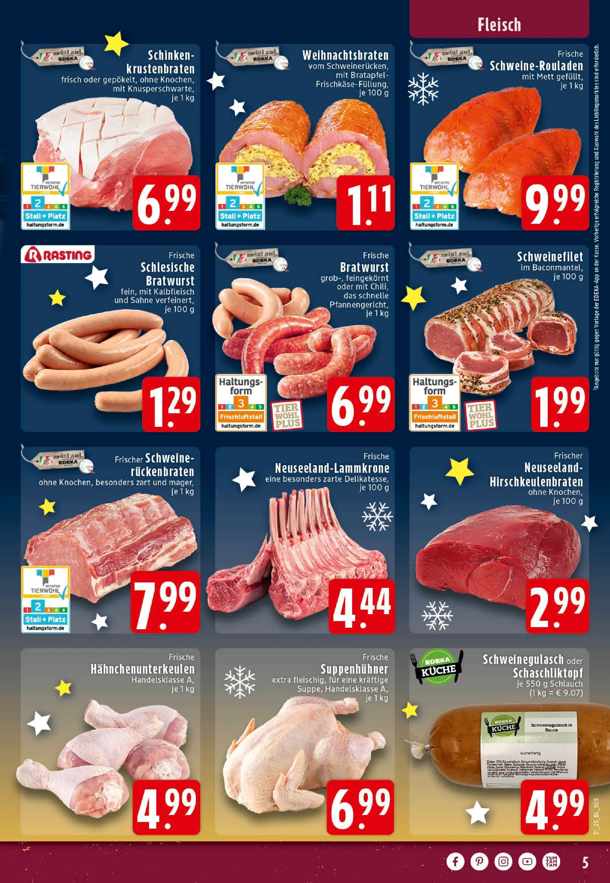 Edeka prospekt Rheine	 (ab 15.12.2025) » Angebote Online | Seite: 5 | Produkte: Schweinegulasch, Krustenbraten, Schweinefilet, Sahne
