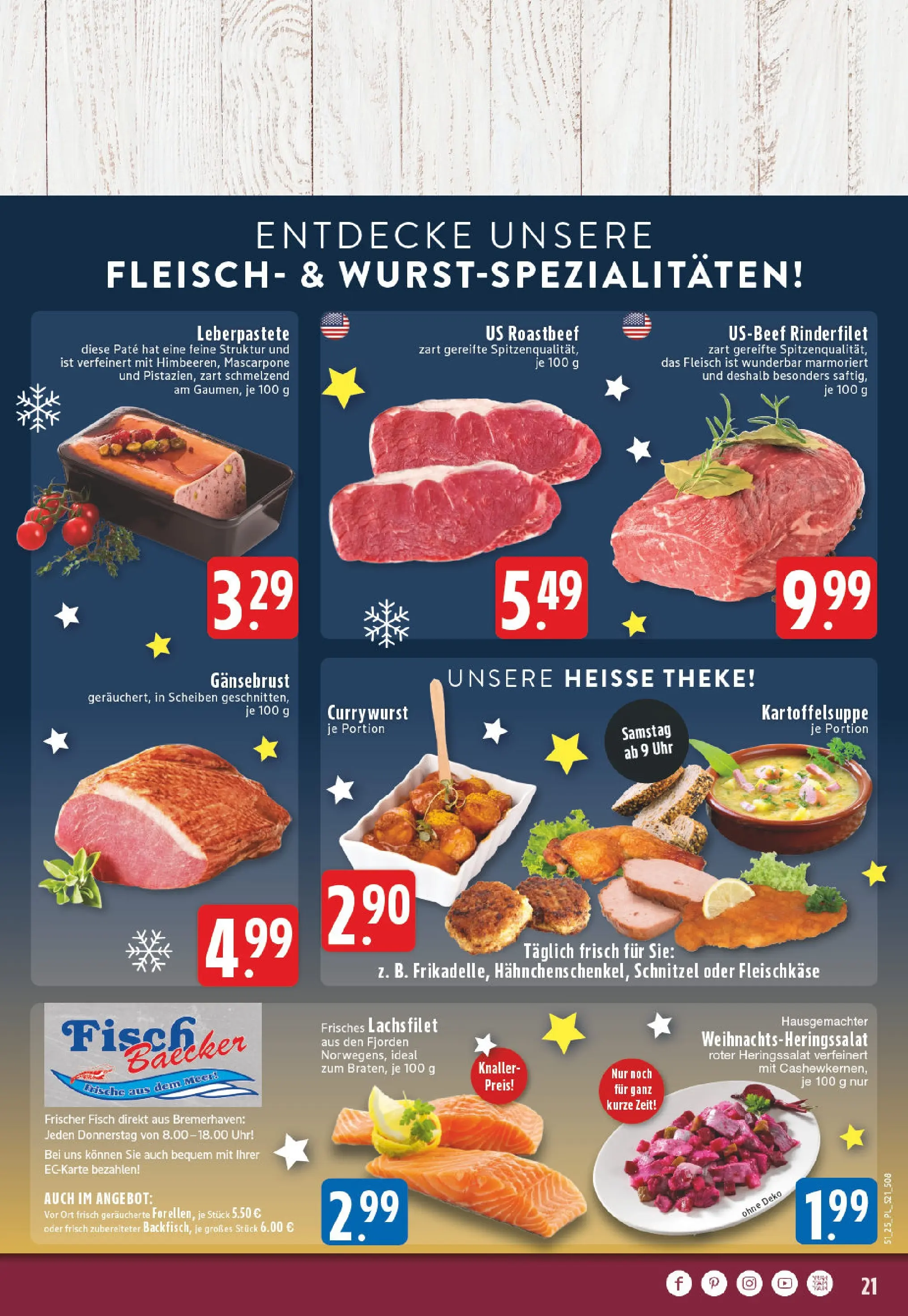 Edeka prospekt Kerken-Aldekerk	 (ab 15.12.2025) » Angebote Online | Seite: 21 | Produkte: Roastbeef, Fisch, Fleisch, Uhr