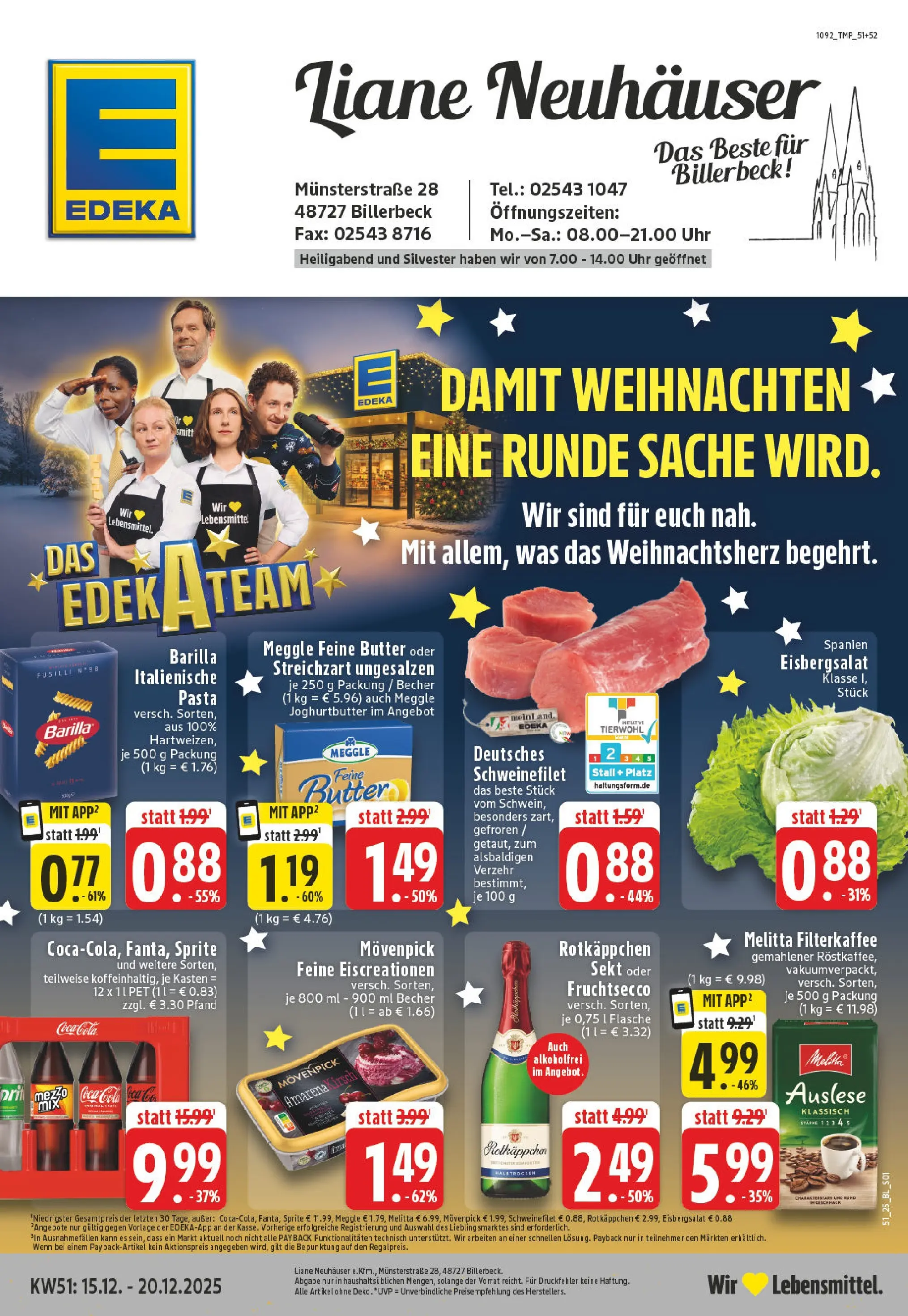 Edeka prospekt Billerbeck	 (ab 15.12.2025) » Angebote Online | Seite: 1 | Produkte: Sprite, Sekt, Eisbergsalat, Schweinefilet