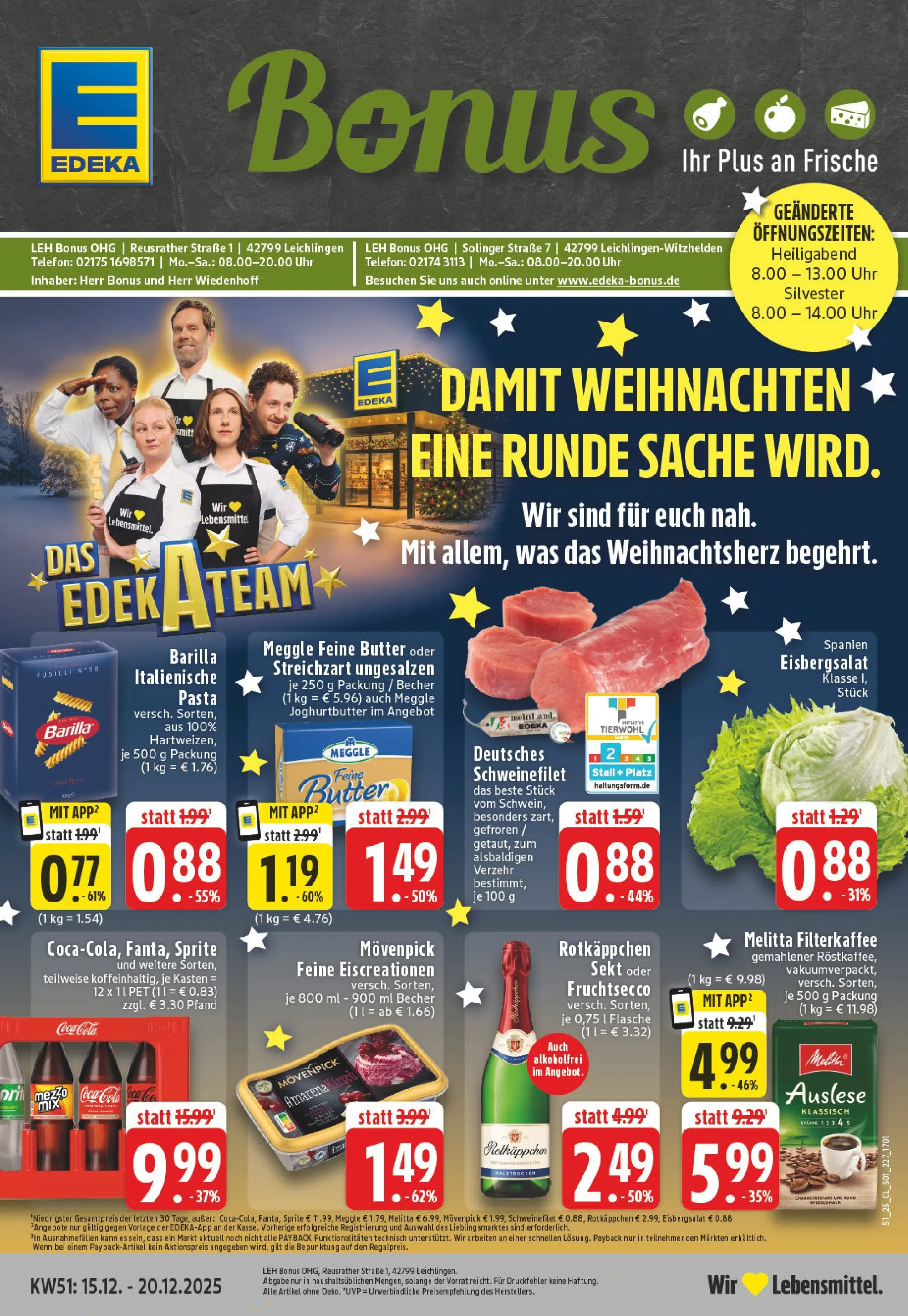 Edeka prospekt Leichlingen	 (ab 15.12.2025) » Angebote Online | Seite: 1 | Produkte: Butter, Barilla, Eisbergsalat, Pasta