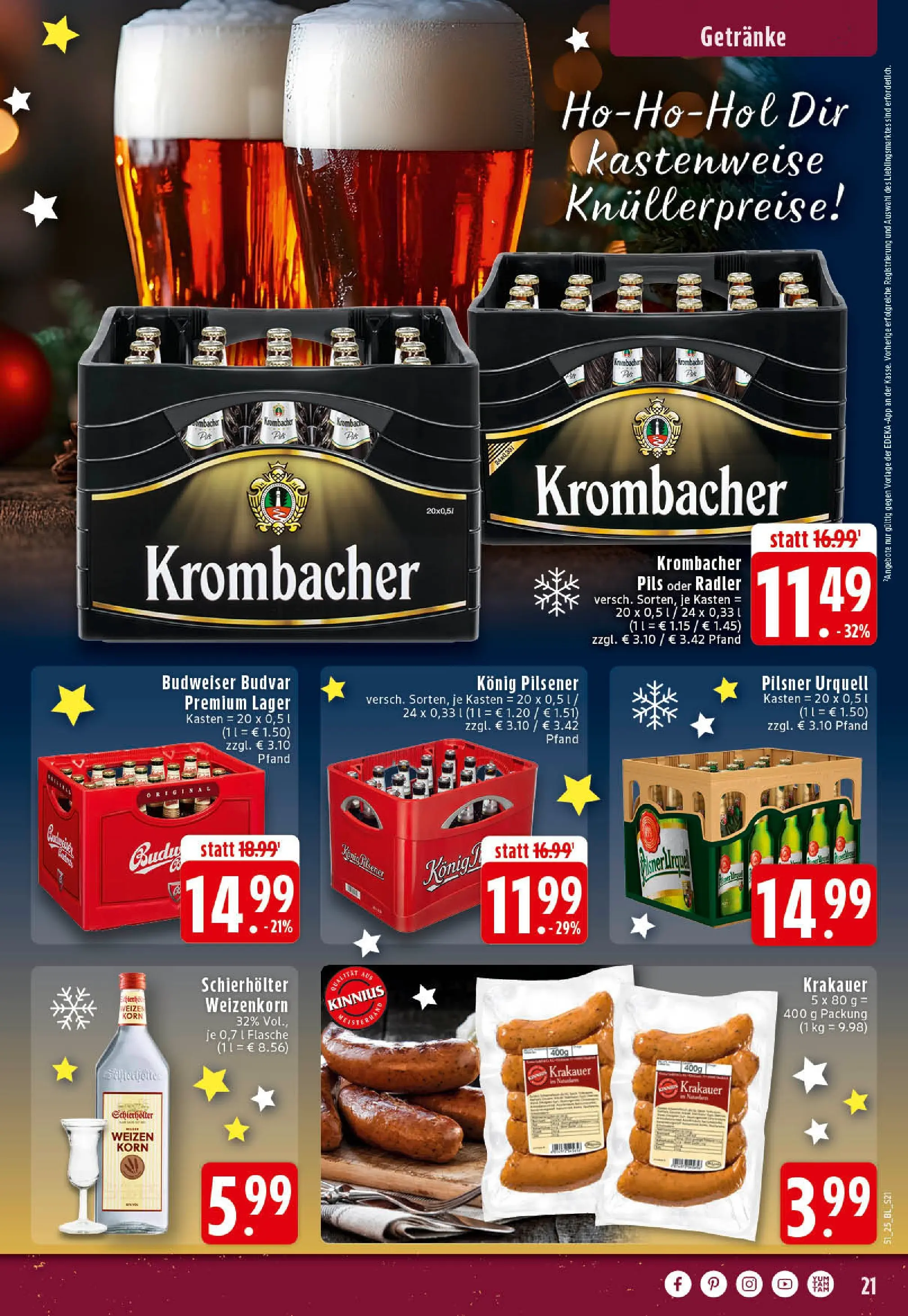 Edeka prospekt Rheine	 (ab 15.12.2025) » Angebote Online | Seite: 21 | Produkte: Konig pilsener, Pils, Radler, Krombacher