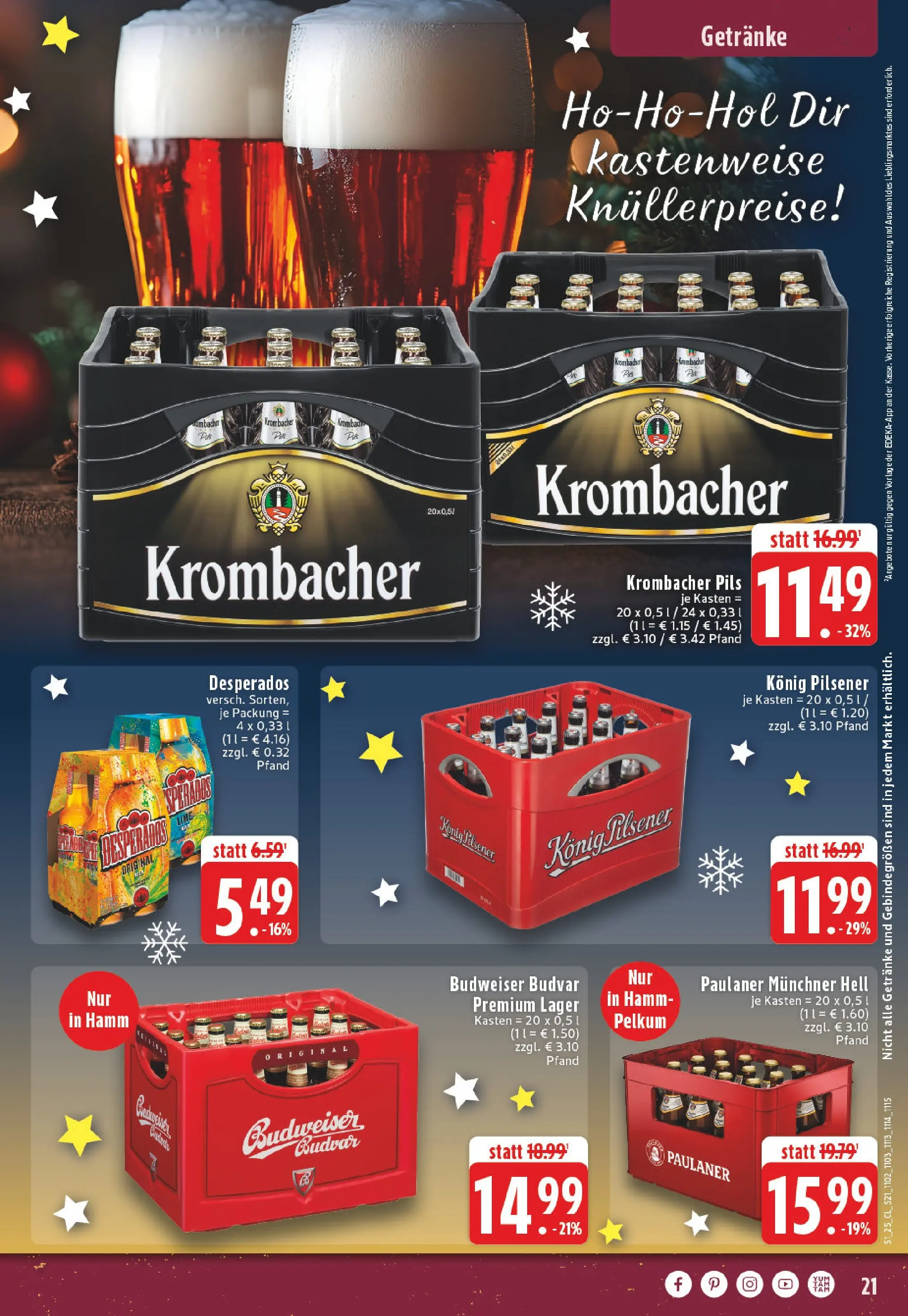 Edeka prospekt Arnsberg-Neheim	 (ab 15.12.2025) » Angebote Online | Seite: 21 | Produkte: Konig pilsener, Pils, Desperados, Budweiser