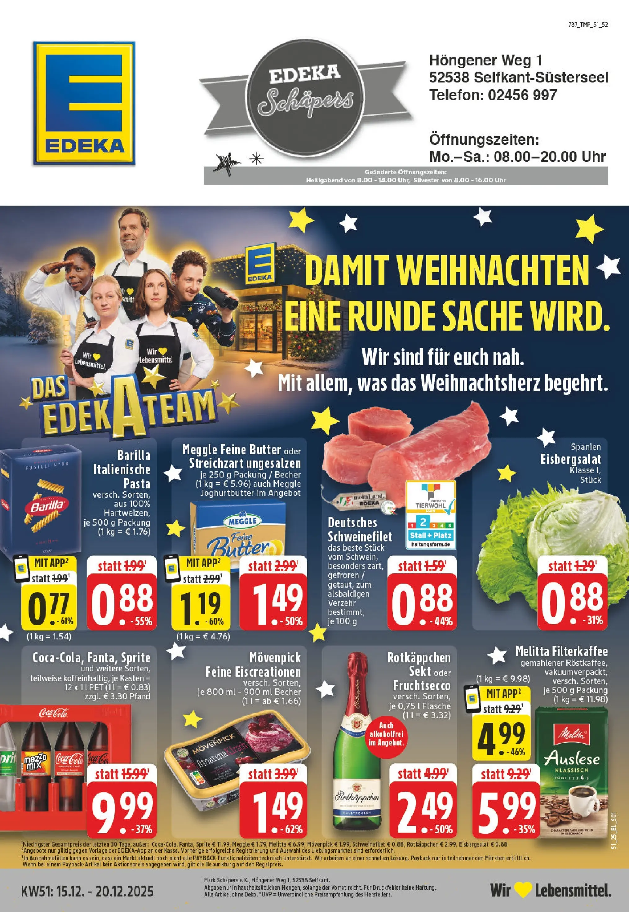 Edeka prospekt Selfkant-Wehr	 (ab 15.12.2025) » Angebote Online | Seite: 1 | Produkte: Sekt, Eisbergsalat, Rotkäppchen, Telefon