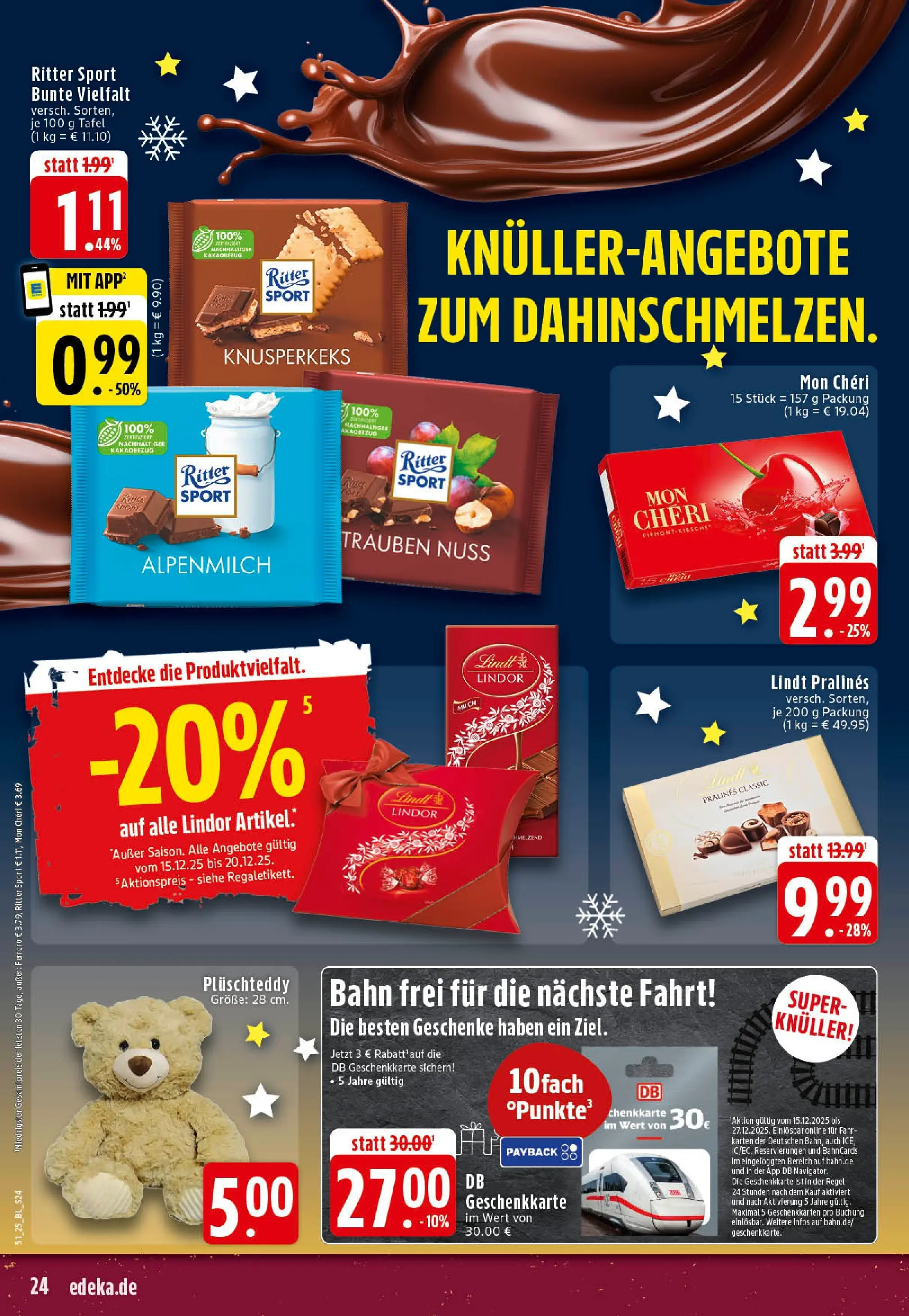 Edeka prospekt Rheine	 (ab 15.12.2025) » Angebote Online | Seite: 24 | Produkte: Trauben, Ritter sport, Lindt, Mon cheri