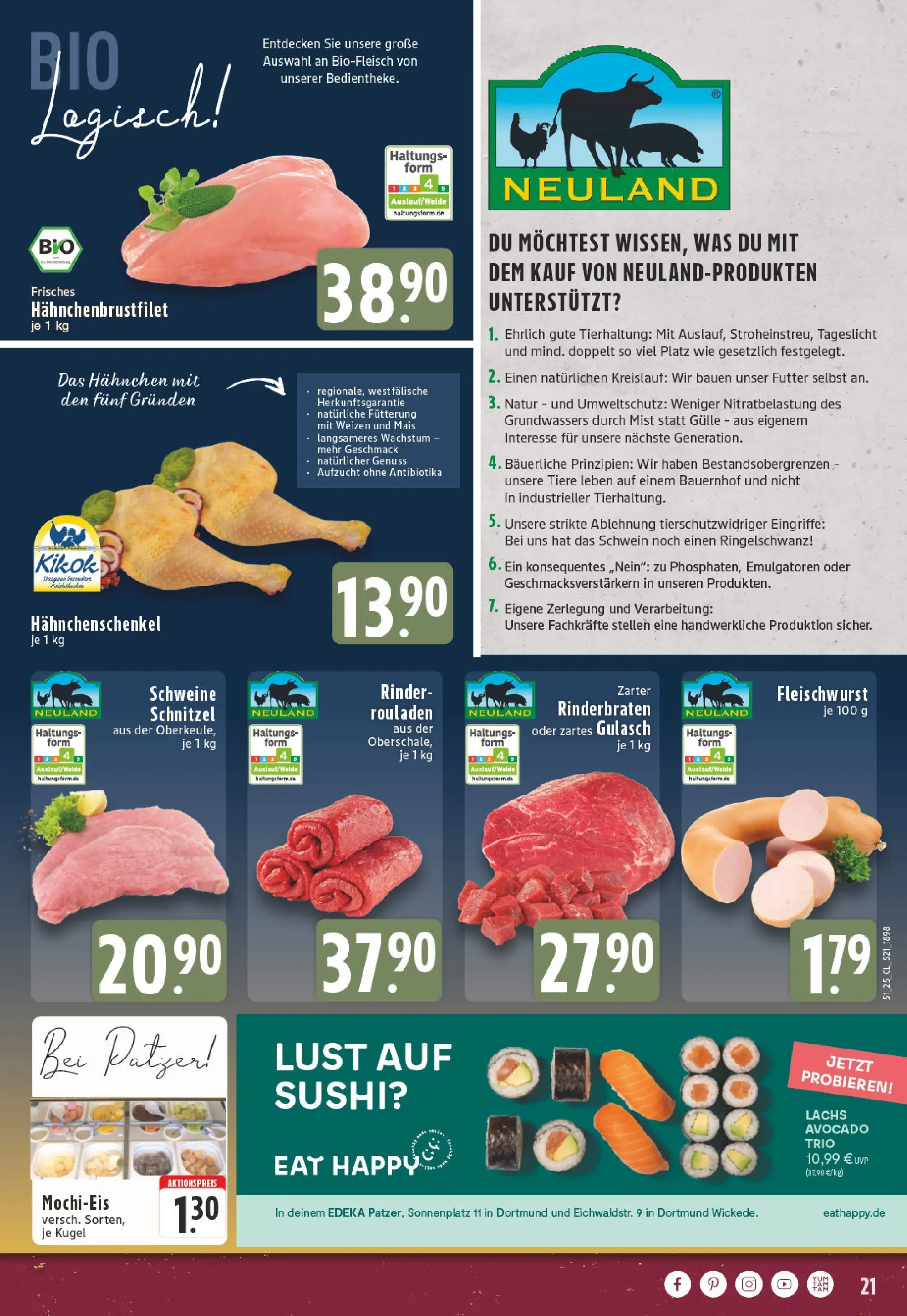 Edeka prospekt Dortmund	 (ab 15.12.2025) » Angebote Online | Seite: 21 | Produkte: Rinderrouladen, Hahnchenschenkel, Avocado, Lachs
