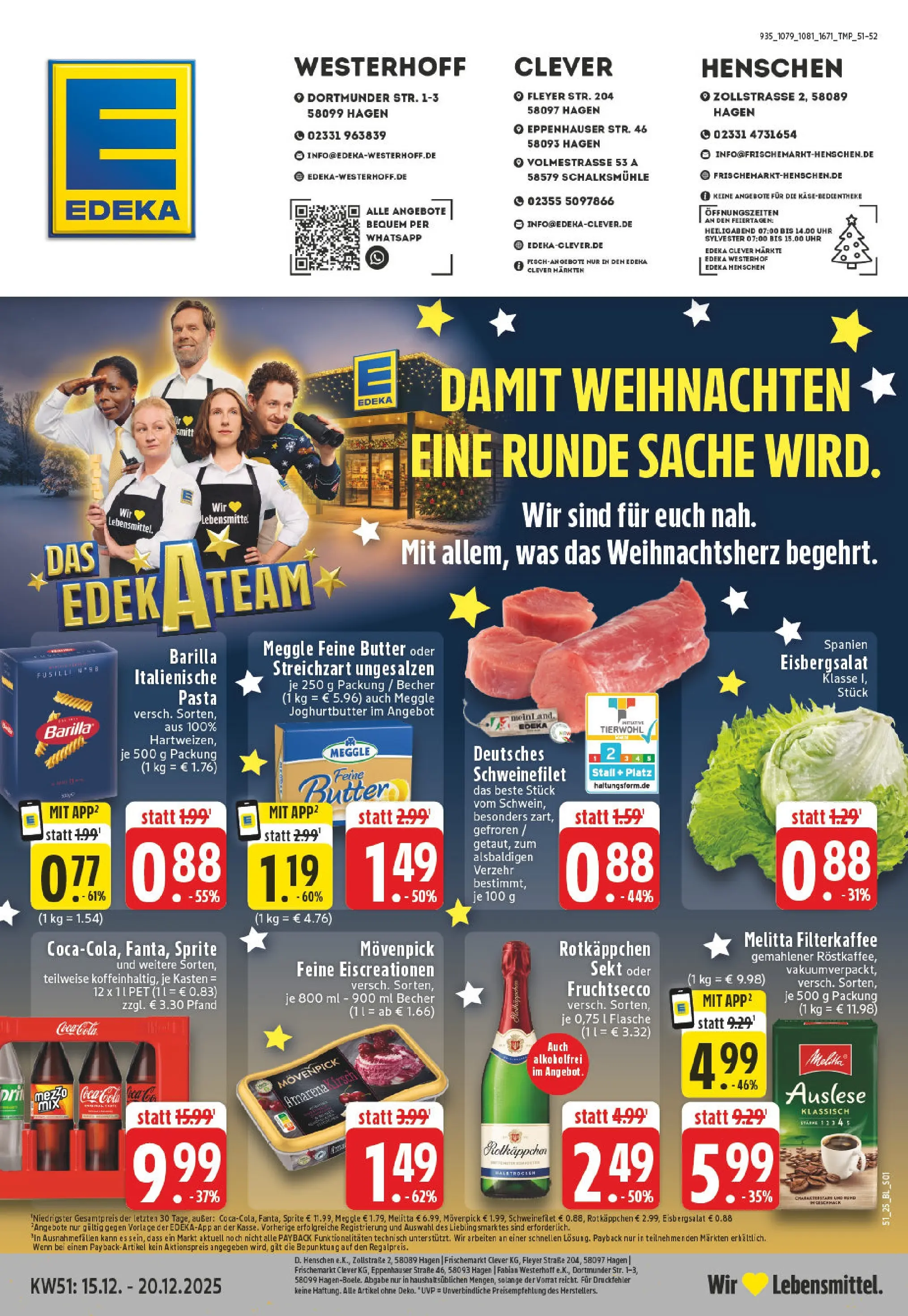 Edeka prospekt Hagen-Fley	 (ab 15.12.2025) » Angebote Online | Seite: 1 | Produkte: Rotkappchen sekt, Butter, Barilla, Rotkäppchen