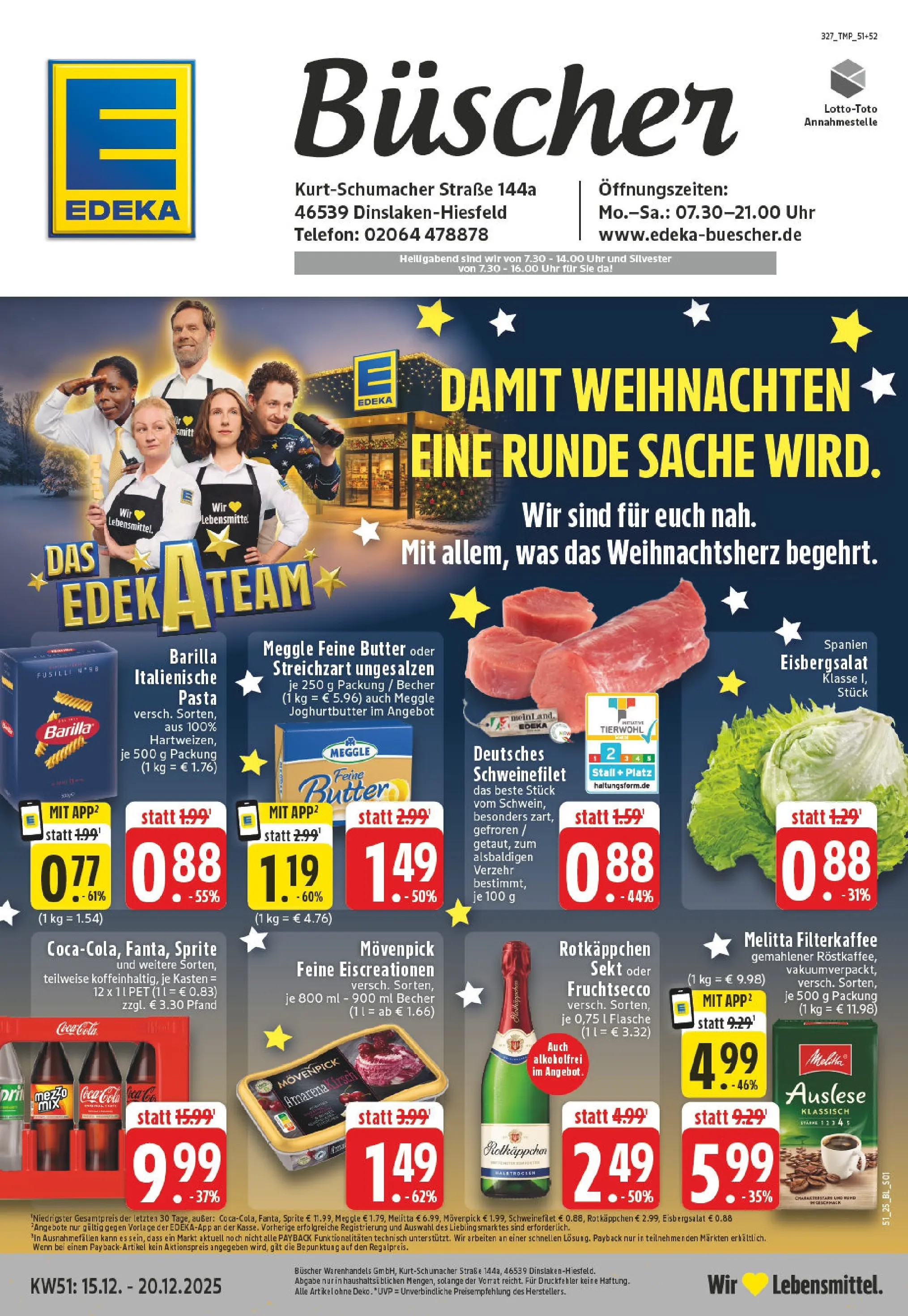 Edeka prospekt Dinslaken-Hiesfeld	 (ab 15.12.2025) » Angebote Online | Seite: 1 | Produkte: Rotkappchen sekt, Sprite, Fruchtsecco, Pasta