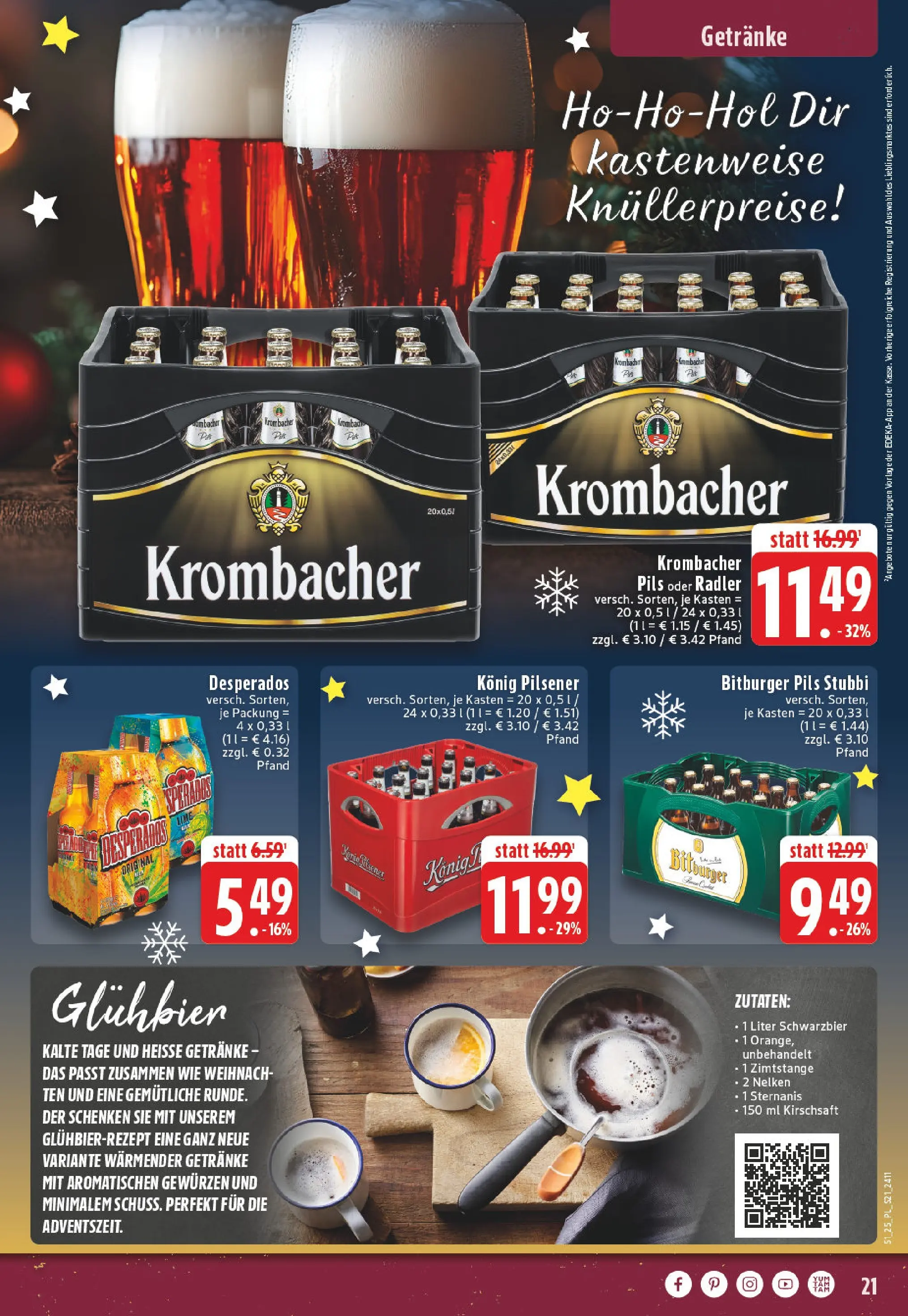 Edeka prospekt Wesel	 (ab 15.12.2025) » Angebote Online | Seite: 21 | Produkte: Bitburger, Pils, Desperados, Krombacher
