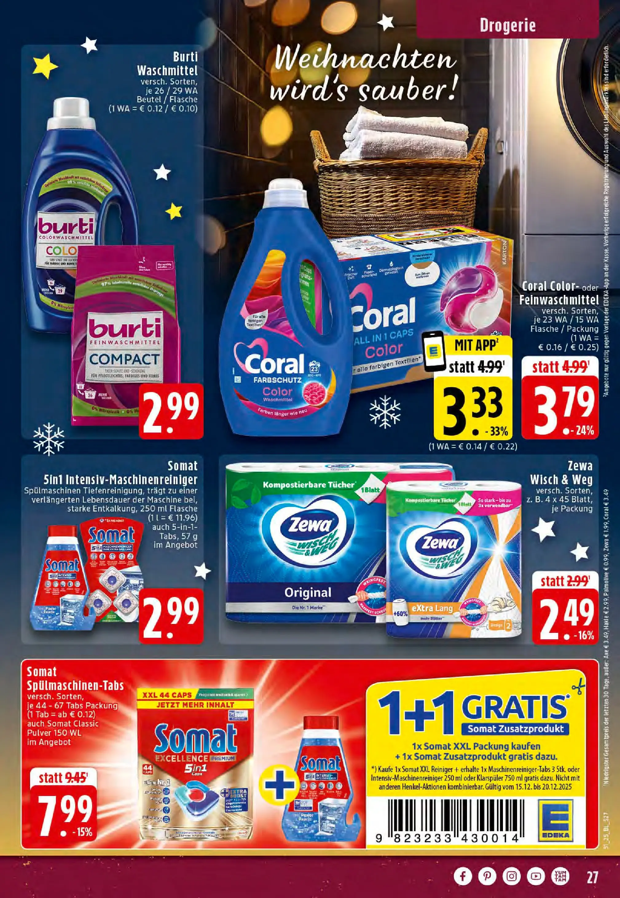 Edeka prospekt Dortmund-Eving	 (ab 15.12.2025) » Angebote Online | Seite: 27 | Produkte: Coral, Zewa, Klarspüler, Axe