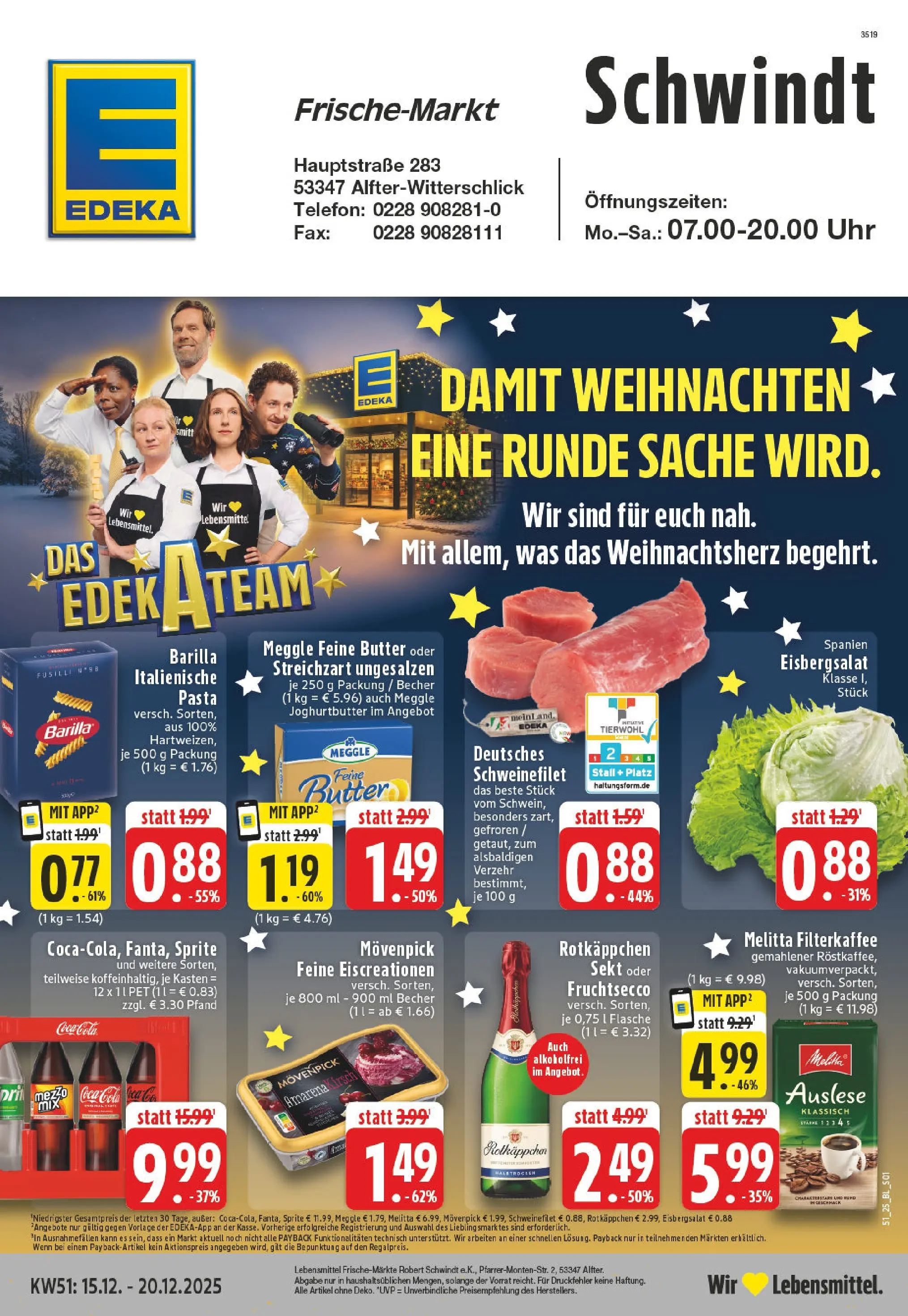 Edeka prospekt Alfter-Witterschlick	 (ab 15.12.2025) » Angebote Online | Seite: 1 | Produkte: Rotkappchen sekt, Cola, Butter, Uhr