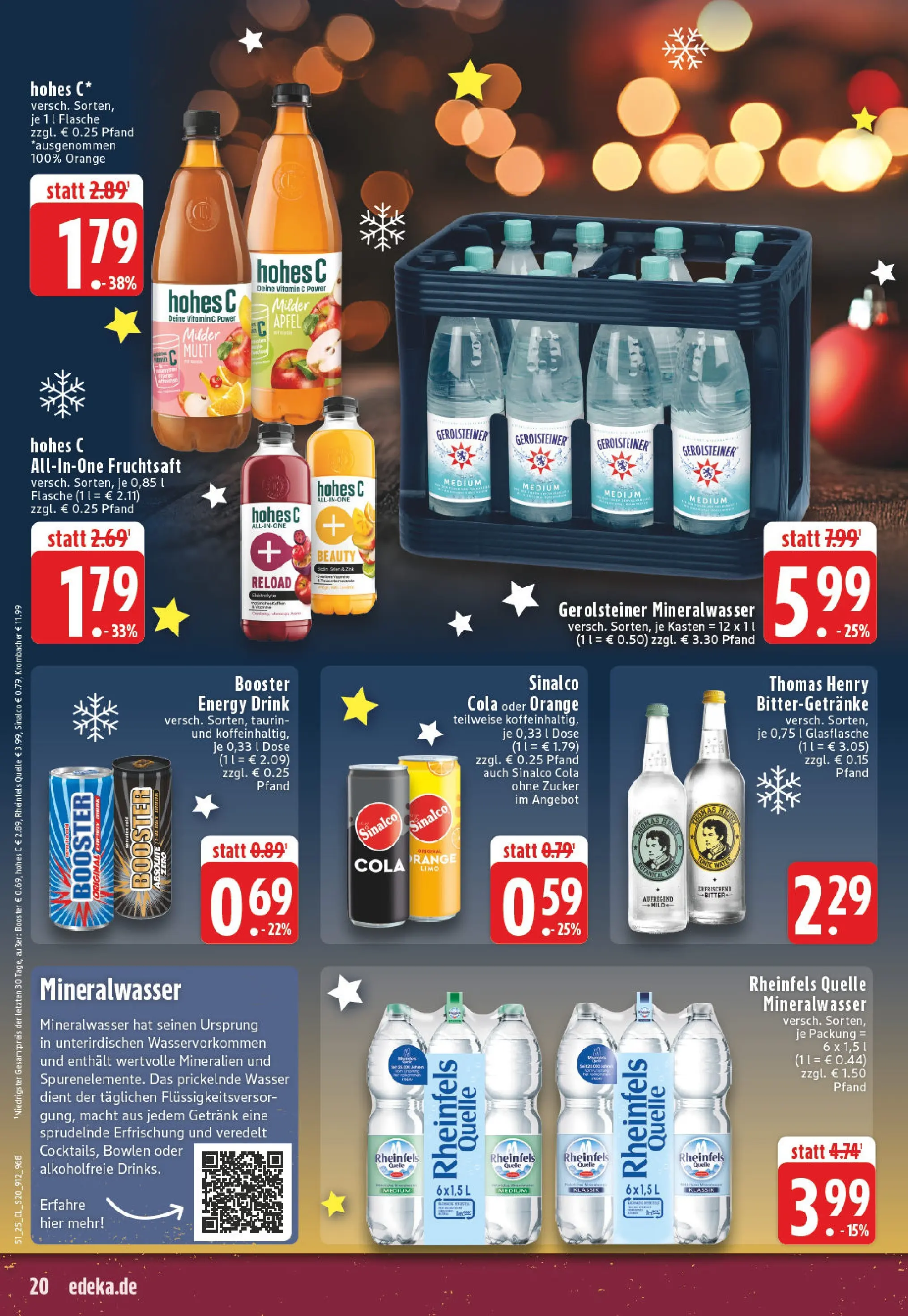 Edeka prospekt Beckum - Neubeckum	 (ab 15.12.2025) » Angebote Online | Seite: 20 | Produkte: Sinalco, Cola, Energy, Hohes c