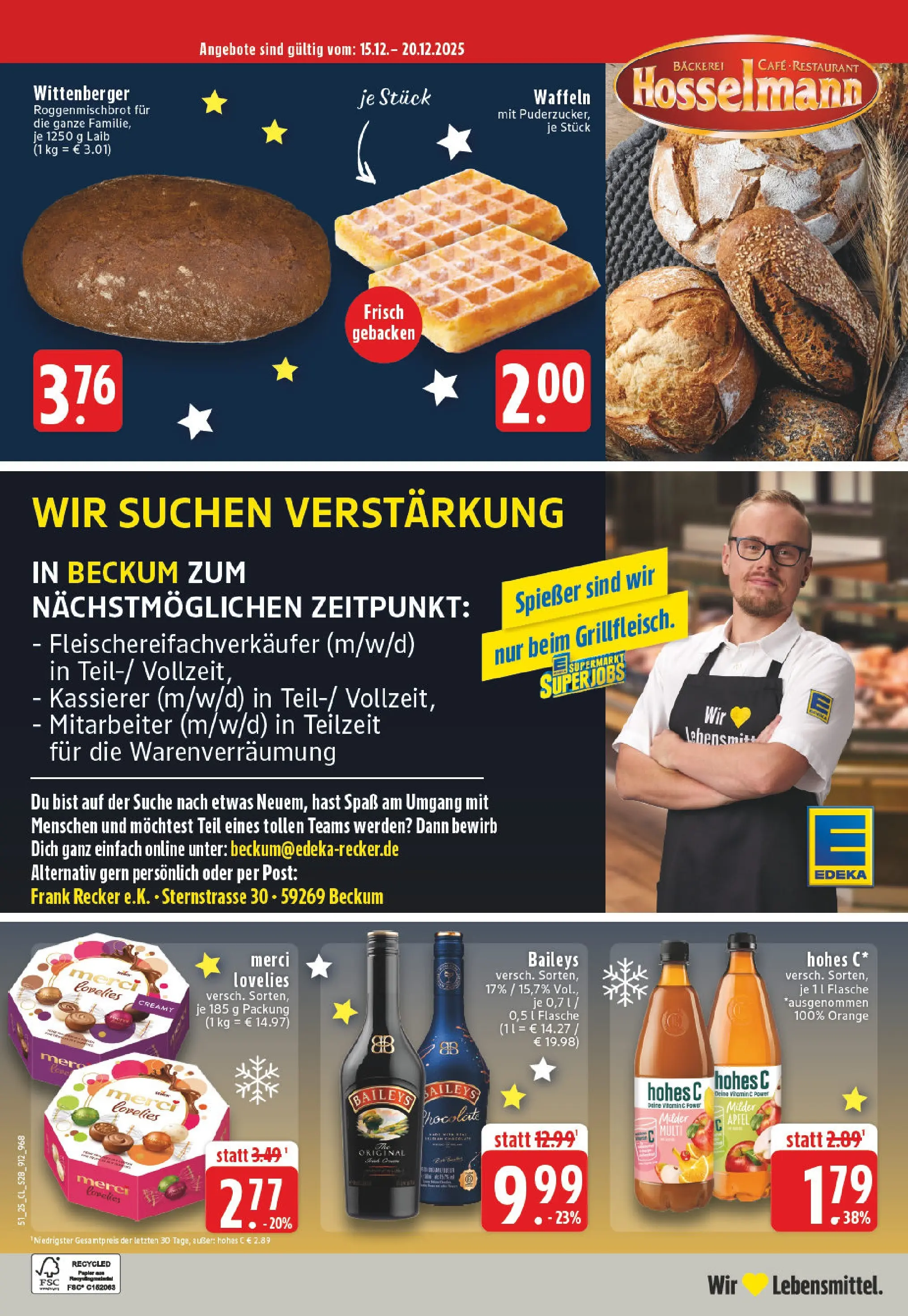 Edeka prospekt Beckum - Neubeckum	 (ab 15.12.2025) » Angebote Online | Seite: 30 | Produkte: Bäckerei, Äpfel, Baileys, Hohes c