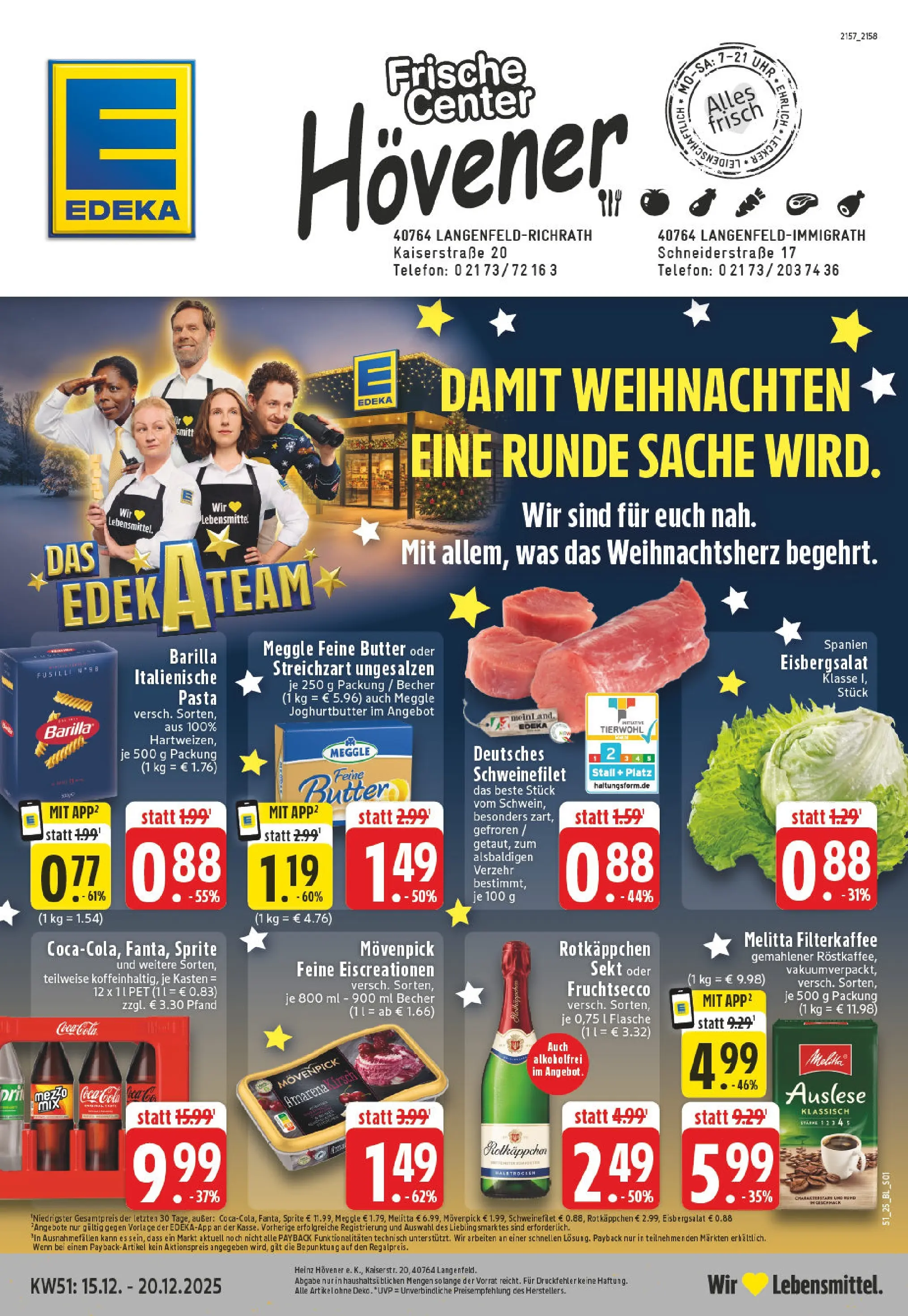 Edeka prospekt Langenfeld - Richrath	 (ab 15.12.2025) » Angebote Online | Seite: 1 | Produkte: Coca cola, Sprite, Eisbergsalat, Pasta