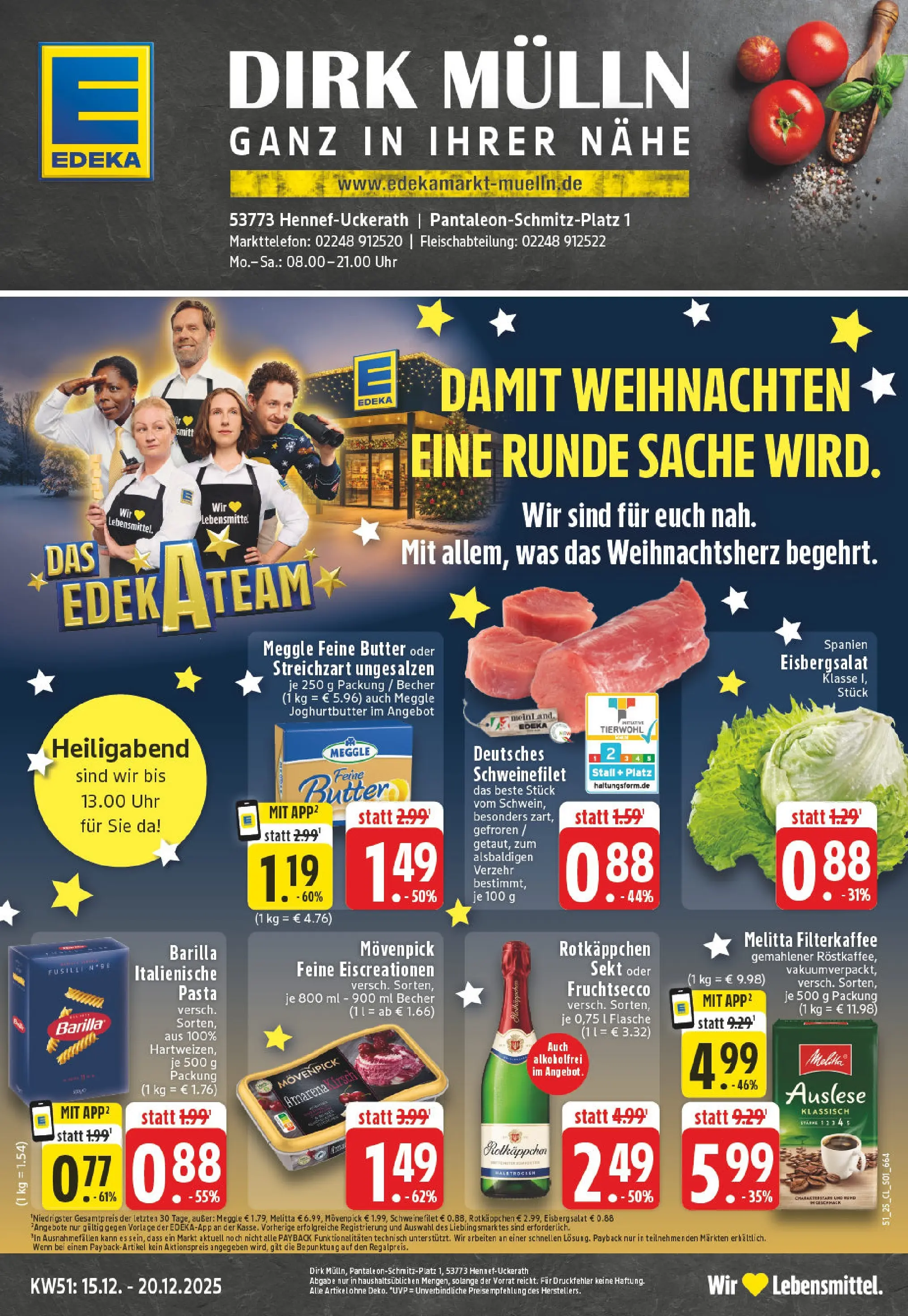 Edeka prospekt Hennef - Uckerath	 (ab 15.12.2025) » Angebote Online | Seite: 1 | Produkte: Barilla, Eisbergsalat, Pasta, Uhr