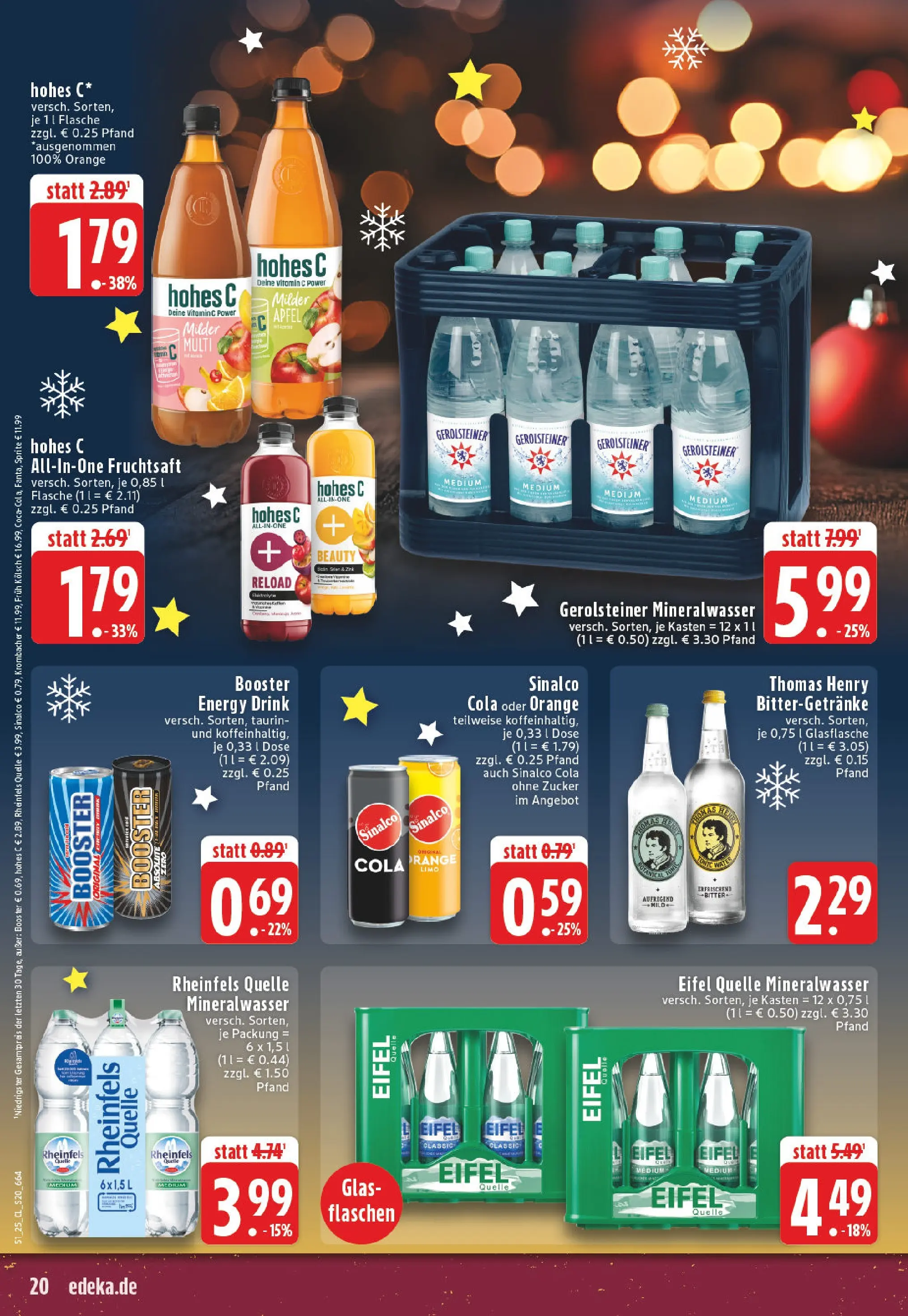 Edeka prospekt Hennef - Uckerath	 (ab 15.12.2025) » Angebote Online | Seite: 20 | Produkte: Cola, Hohes c, Fruchtsaft, Rheinfels quelle
