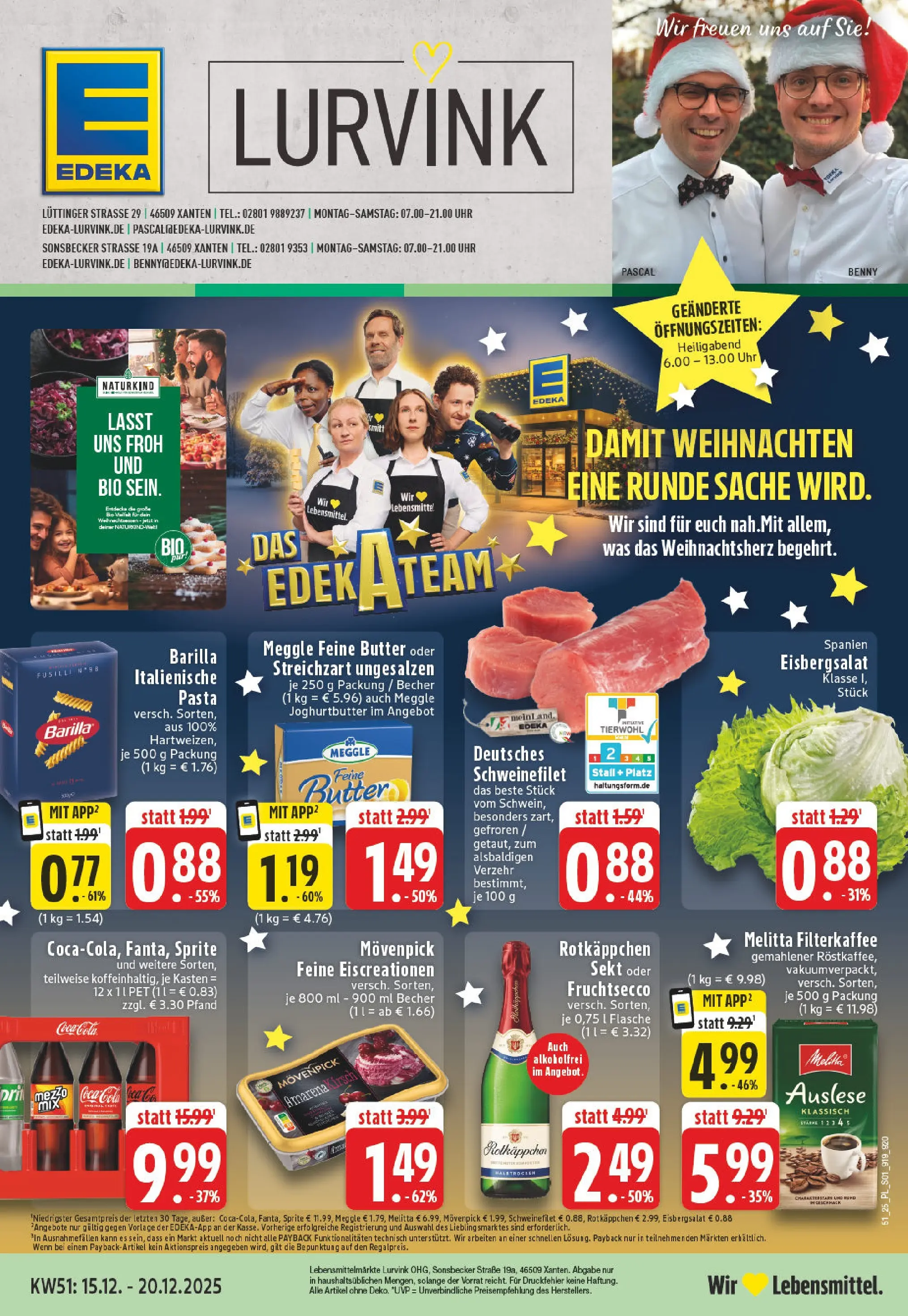 Edeka prospekt Xanten	 (ab 15.12.2025) » Angebote Online | Seite: 1 | Produkte: Rotkappchen sekt, Cola, Sekt, Schweinefilet