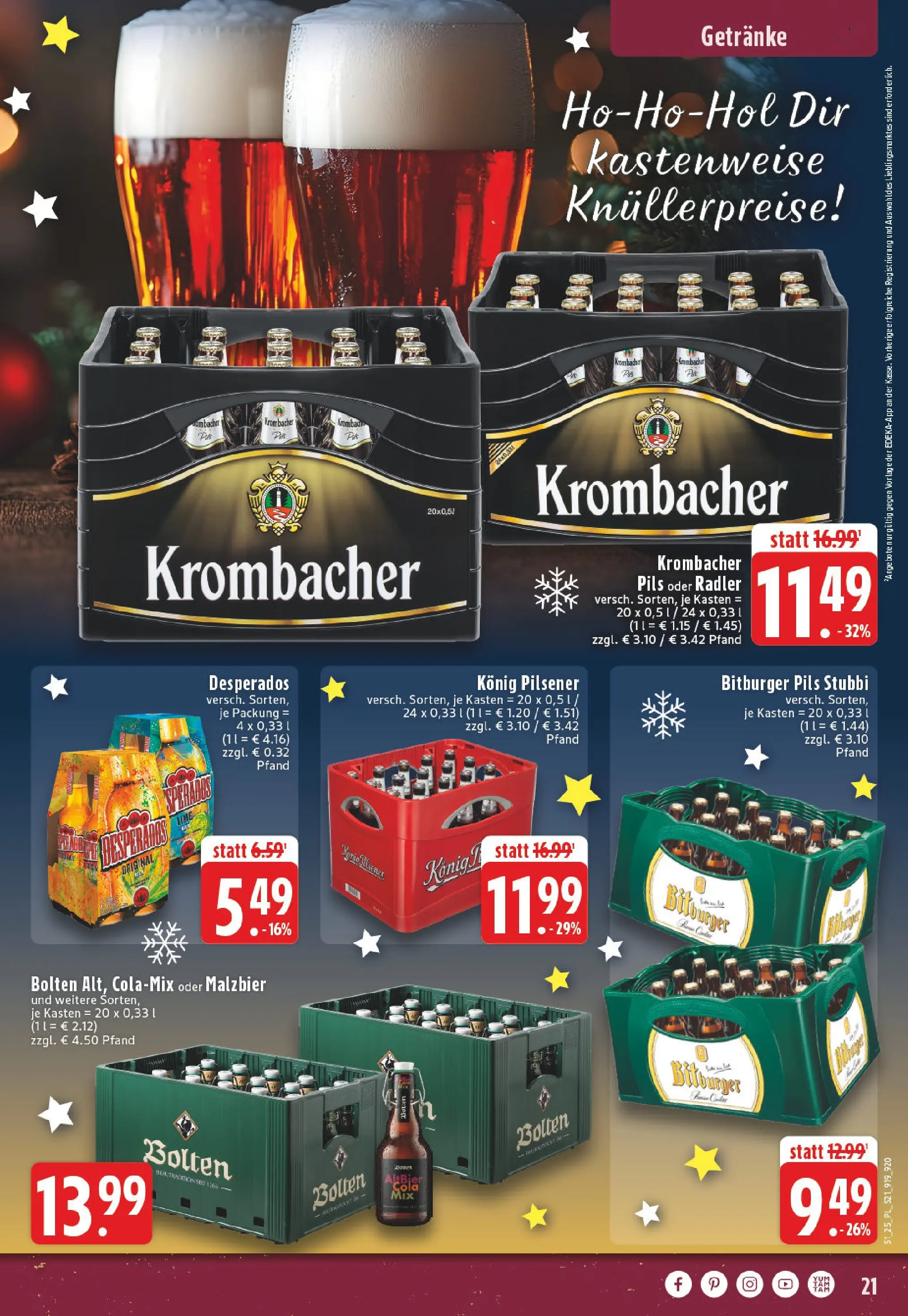 Edeka prospekt Xanten	 (ab 15.12.2025) » Angebote Online | Seite: 21 | Produkte: Konig pilsener, Pils, Desperados, Krombacher