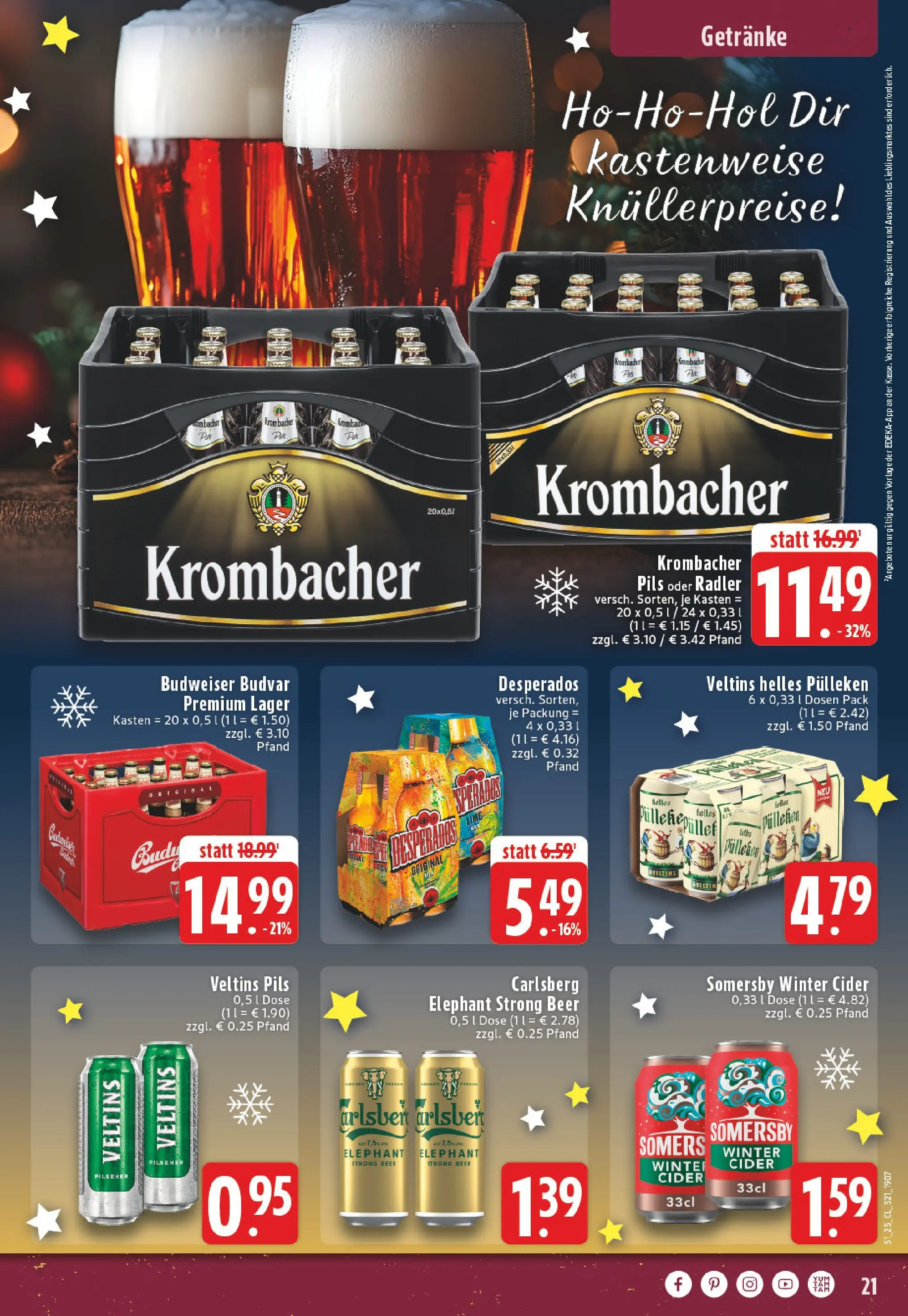 Edeka prospekt Paderborn	 (ab 15.12.2025) » Angebote Online | Seite: 21 | Produkte: Helles pulleken, Carlsberg, Krombacher, Veltins