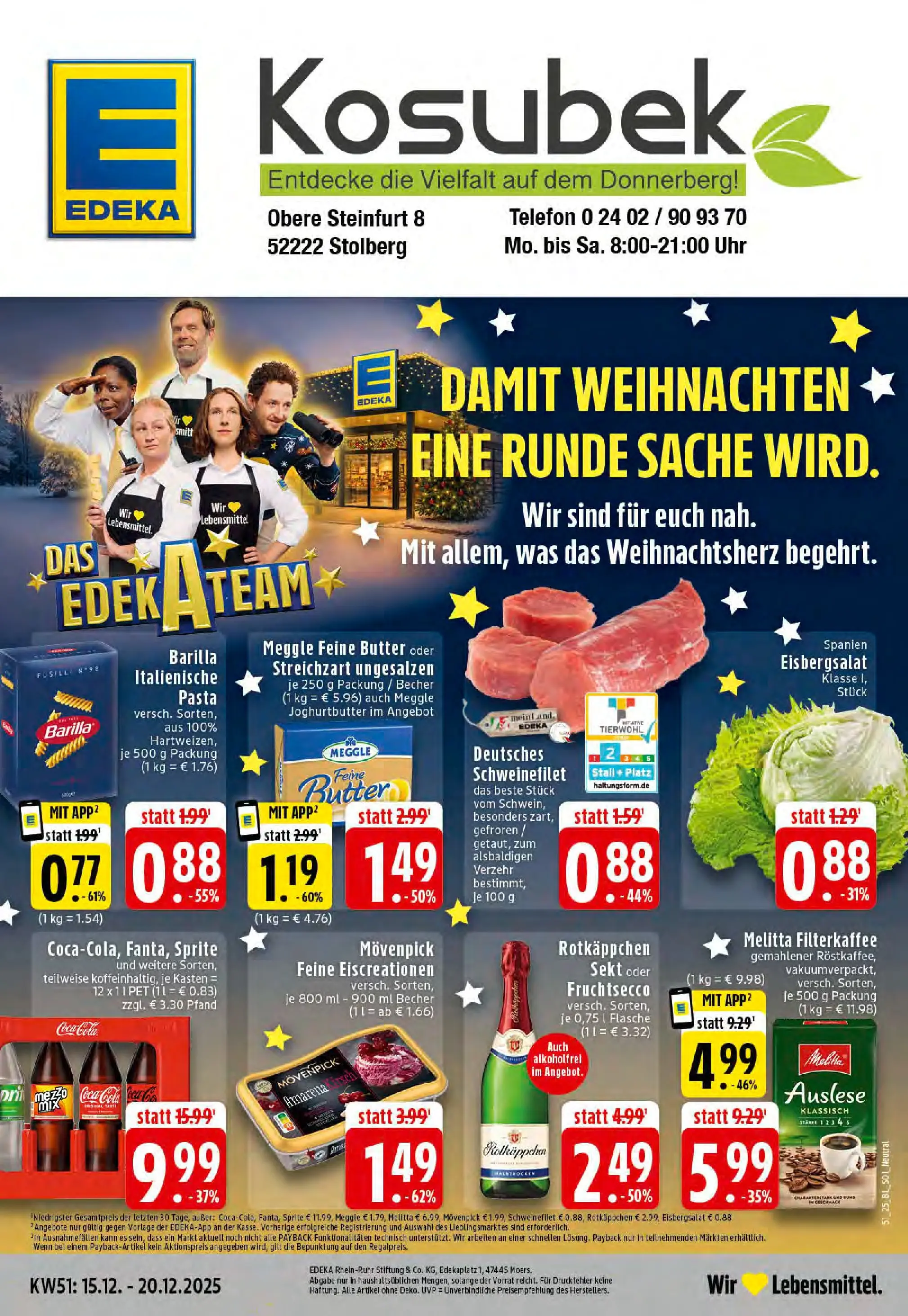 Edeka prospekt Stolberg	 (ab 15.12.2025) » Angebote Online | Seite: 1 | Produkte: Rotkappchen sekt, Butter, Rotkäppchen, Telefon