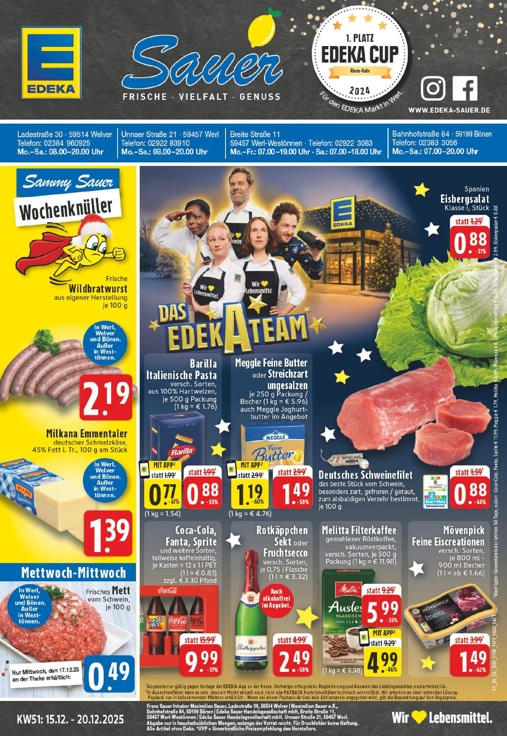 Edeka prospekt Werl	 (ab 15.12.2025) » Angebote Online | Seite: 1 | Produkte: Barilla, Theke, Milkana, Uhr