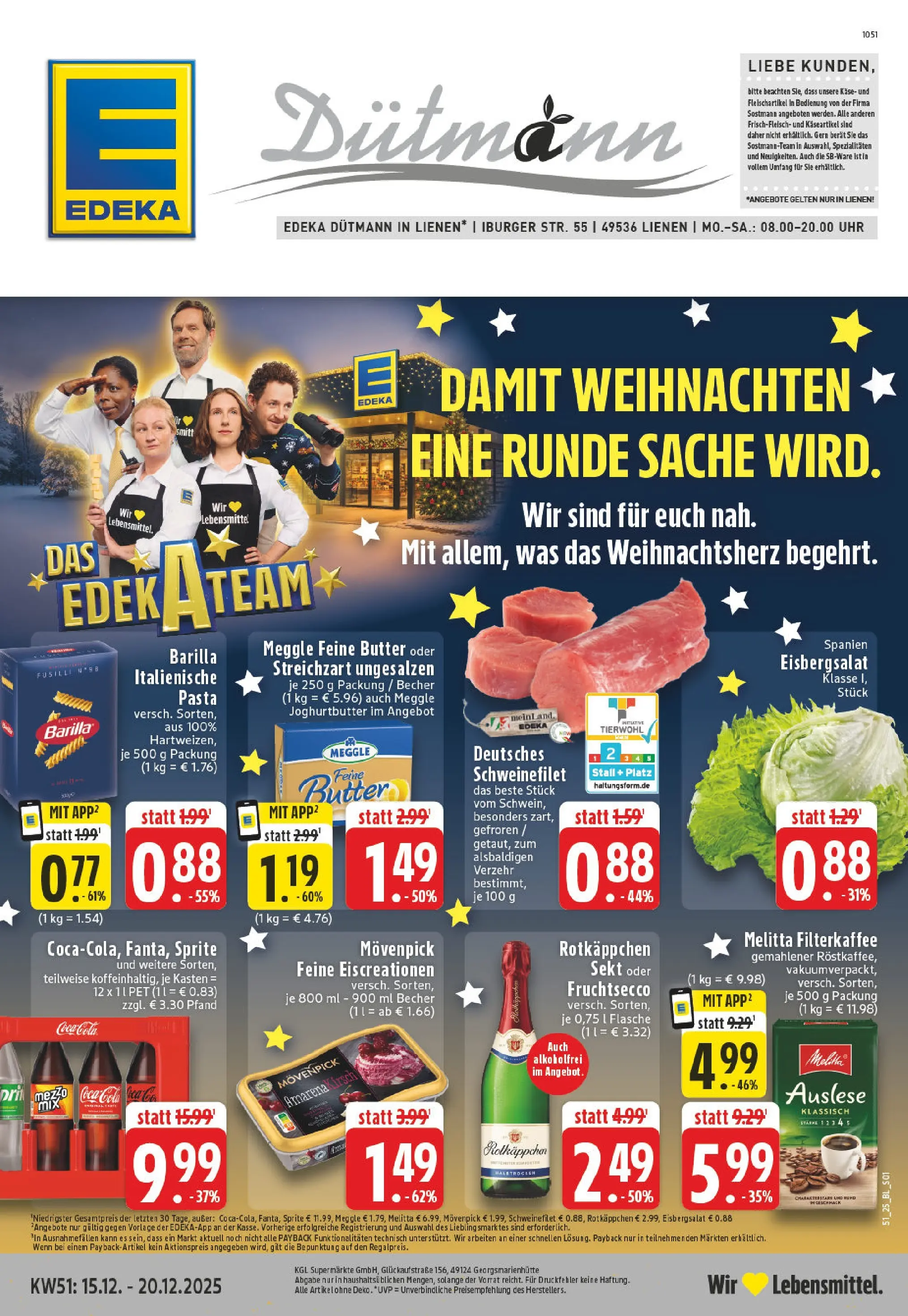 Edeka prospekt Lienen	 (ab 15.12.2025) » Angebote Online | Seite: 1 | Produkte: Sprite, Butter, Käse, Pasta