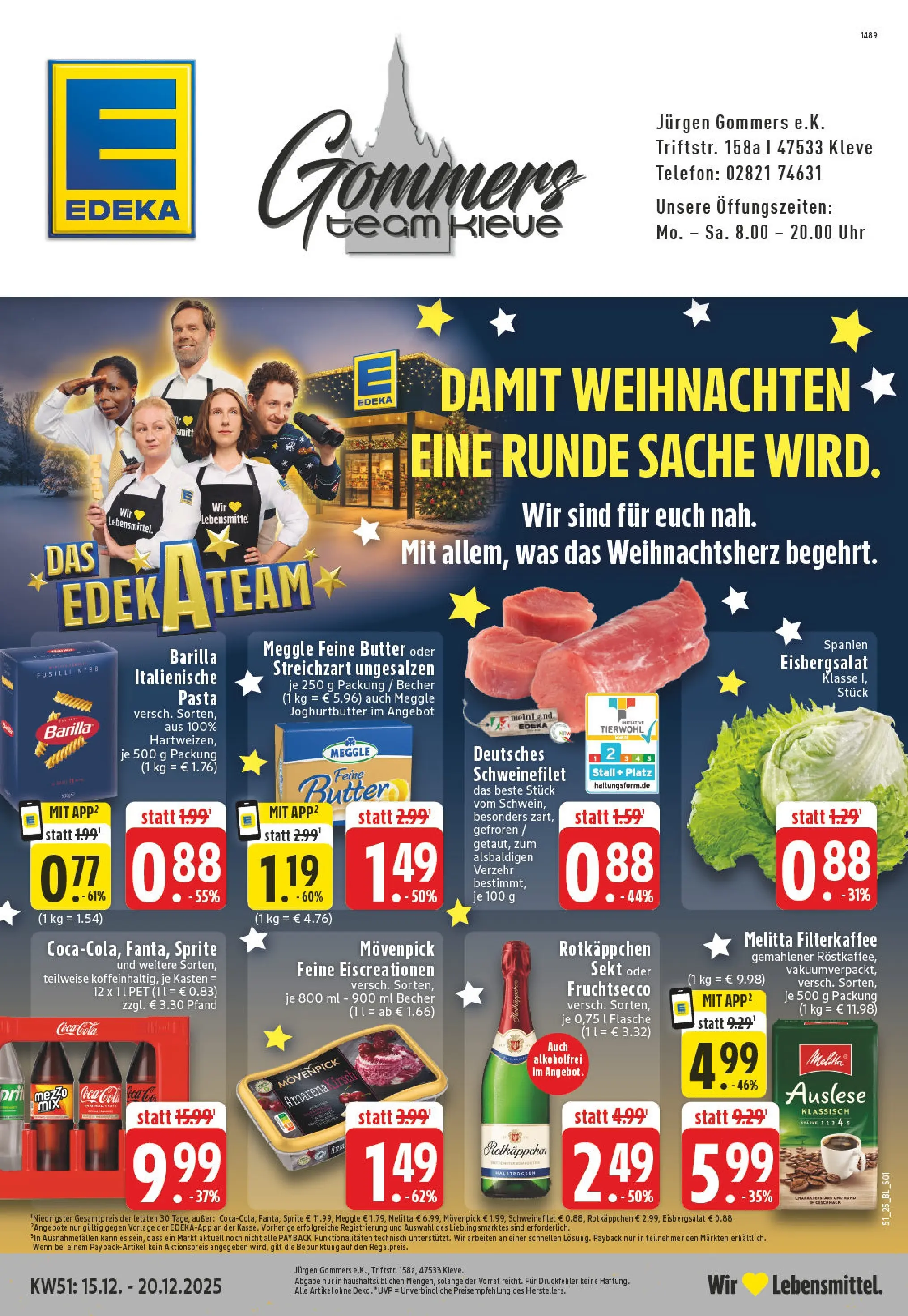 Edeka prospekt Kleve	 (ab 15.12.2025) » Angebote Online | Seite: 1 | Produkte: Sprite, Barilla, Fruchtsecco, Schweinefilet