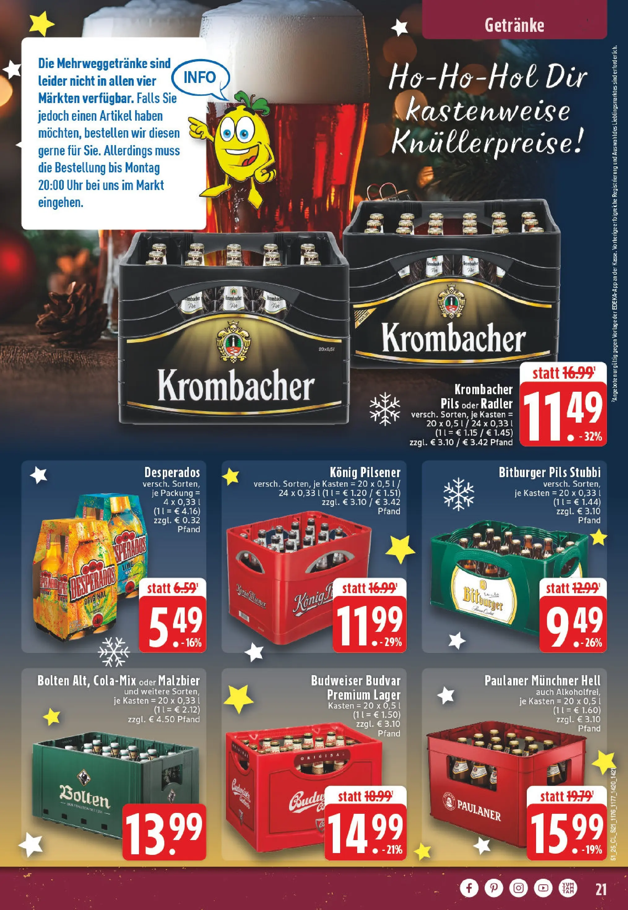 Edeka prospekt Werl	 (ab 15.12.2025) » Angebote Online | Seite: 21 | Produkte: Pils, Radler, Krombacher, Uhr