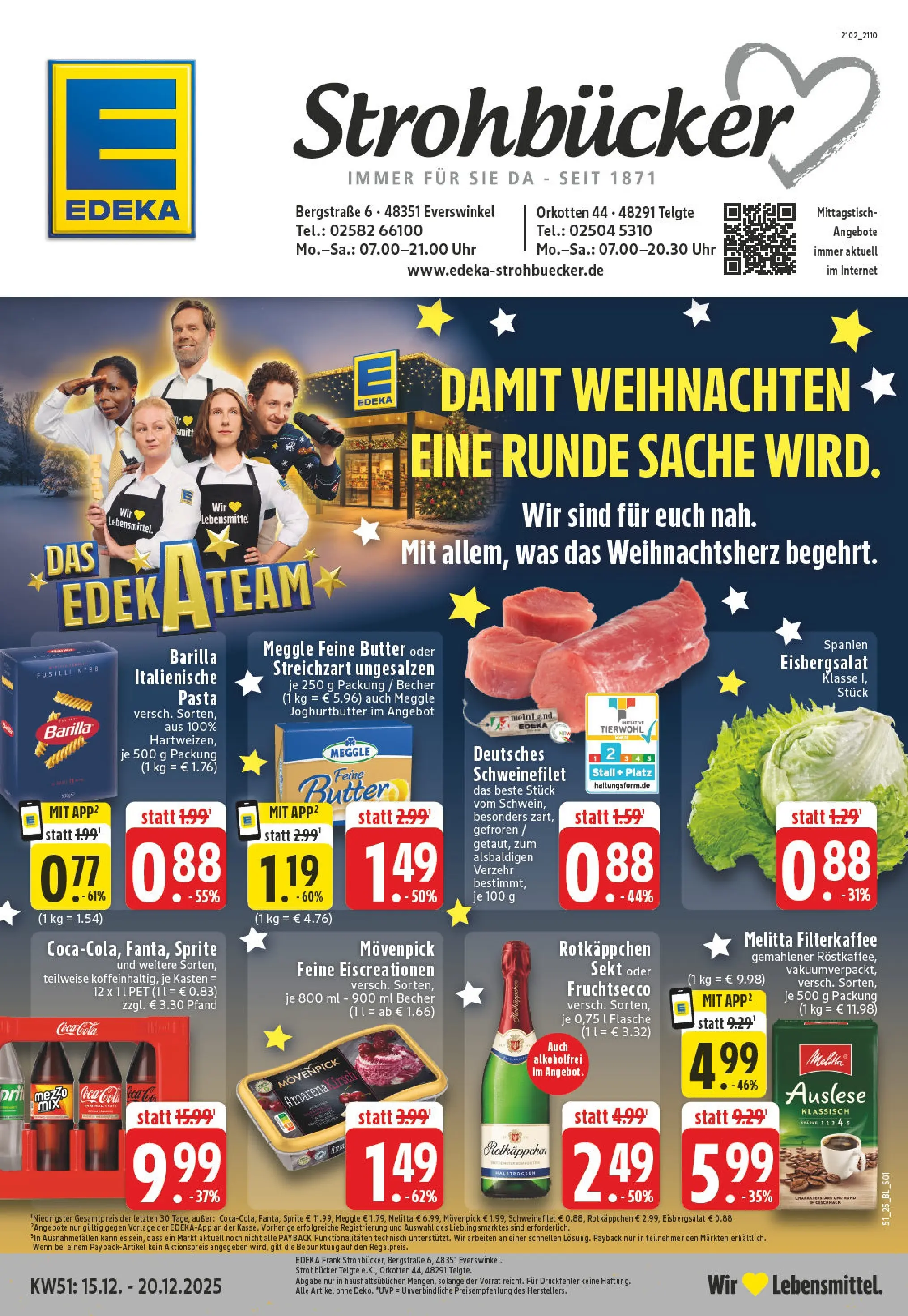 Edeka prospekt Everswinkel	 (ab 15.12.2025) » Angebote Online | Seite: 1 | Produkte: Cola, Eisbergsalat, Fruchtsecco, Schweinefilet