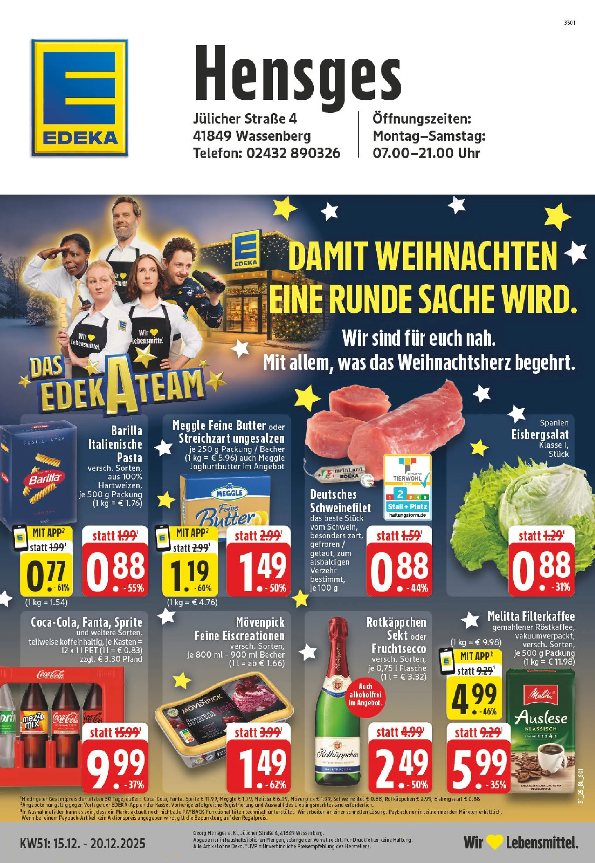Edeka prospekt Wassenberg	 (ab 15.12.2025) » Angebote Online | Seite: 1 | Produkte: Rotkappchen sekt, Melitta, Sprite, Rotkäppchen