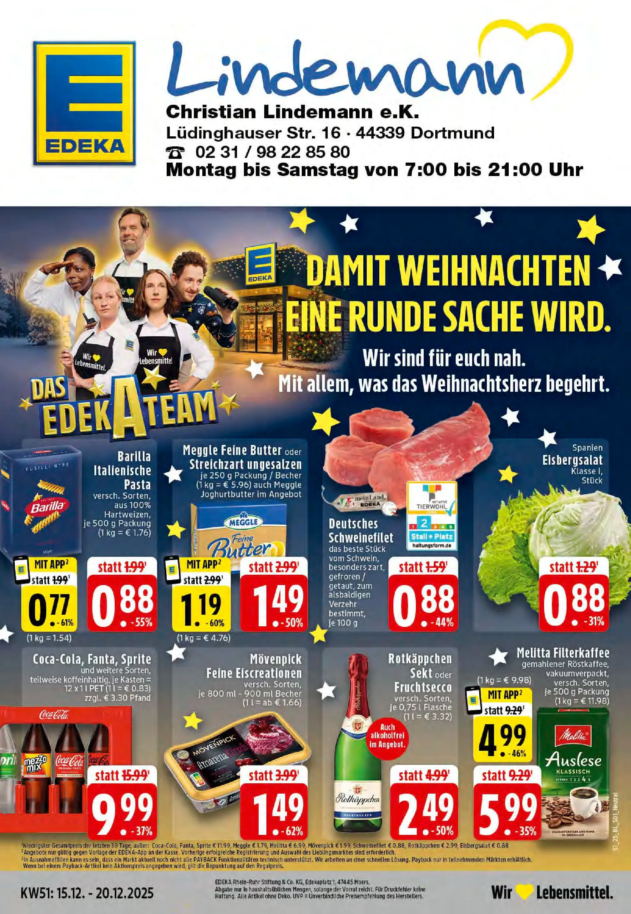 Edeka prospekt Dortmund-Eving	 (ab 15.12.2025) » Angebote Online | Seite: 1 | Produkte: Coca cola, Sprite, Schweinefilet, Uhr