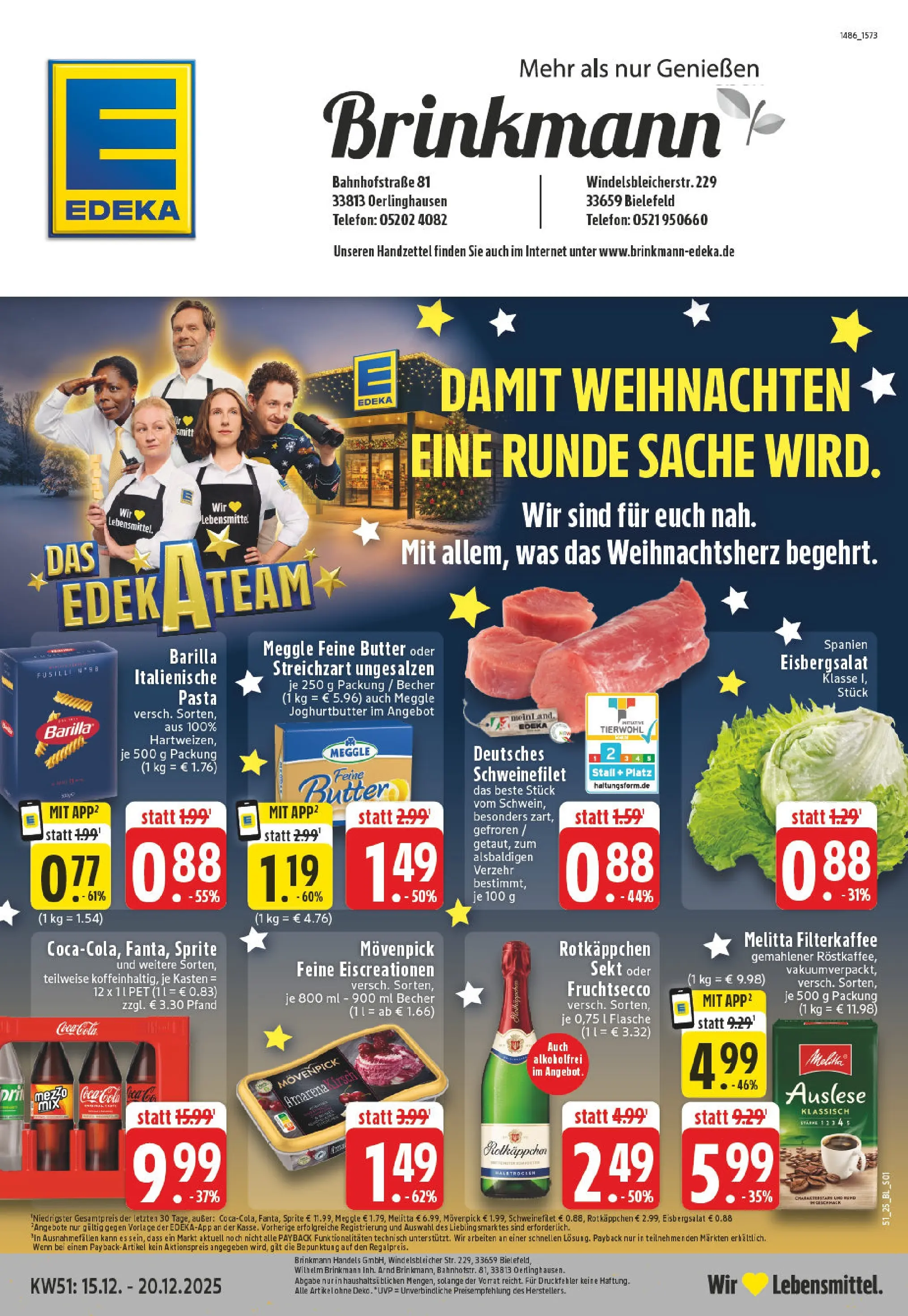 Edeka prospekt Bielefeld	 (ab 15.12.2025) » Angebote Online | Seite: 1 | Produkte: Rotkappchen sekt, Butter, Eisbergsalat, Telefon
