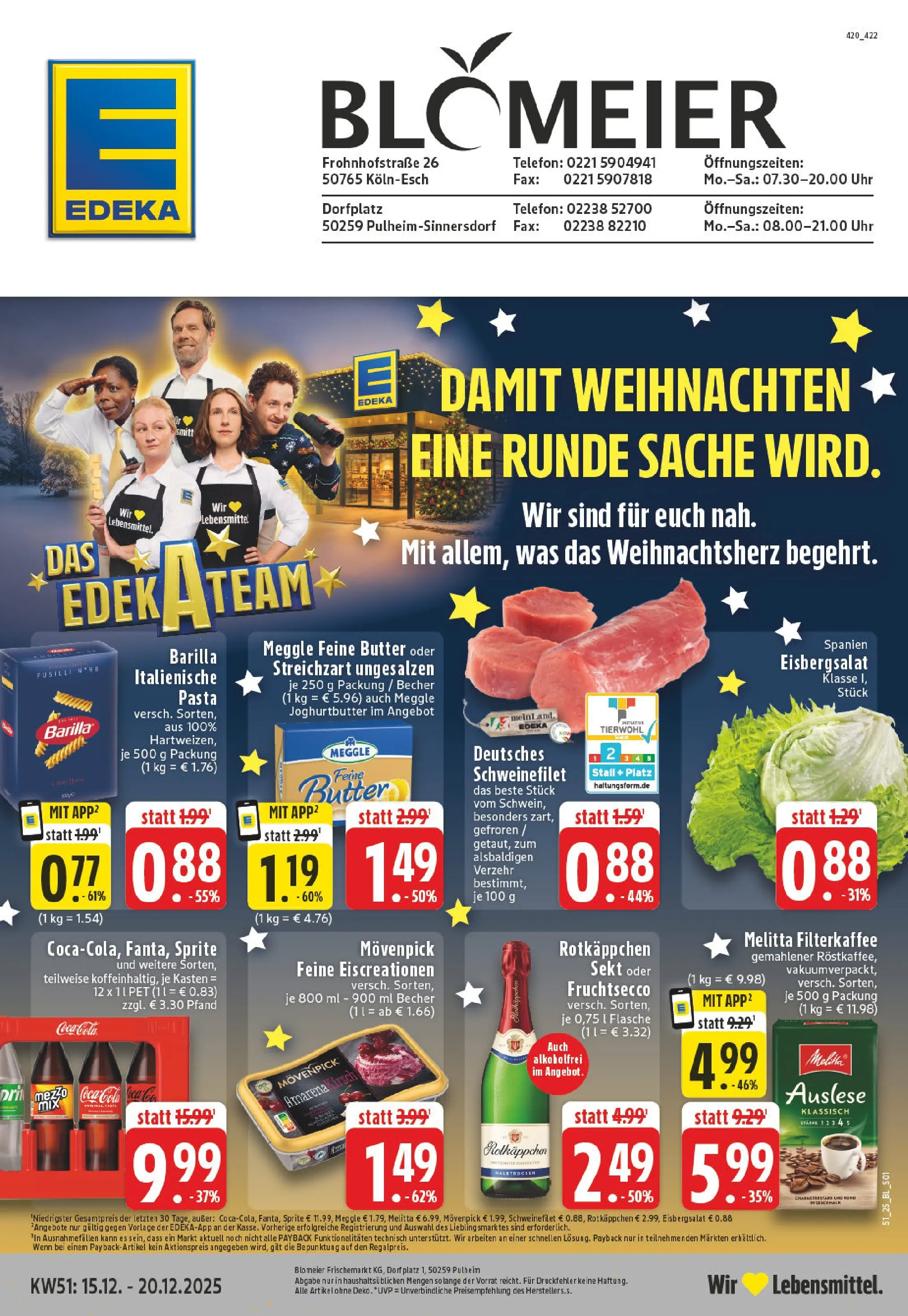Edeka prospekt Köln	 (ab 15.12.2025) » Angebote Online | Seite: 1 | Produkte: Cola, Eisbergsalat, Schweinefilet, Rotkäppchen