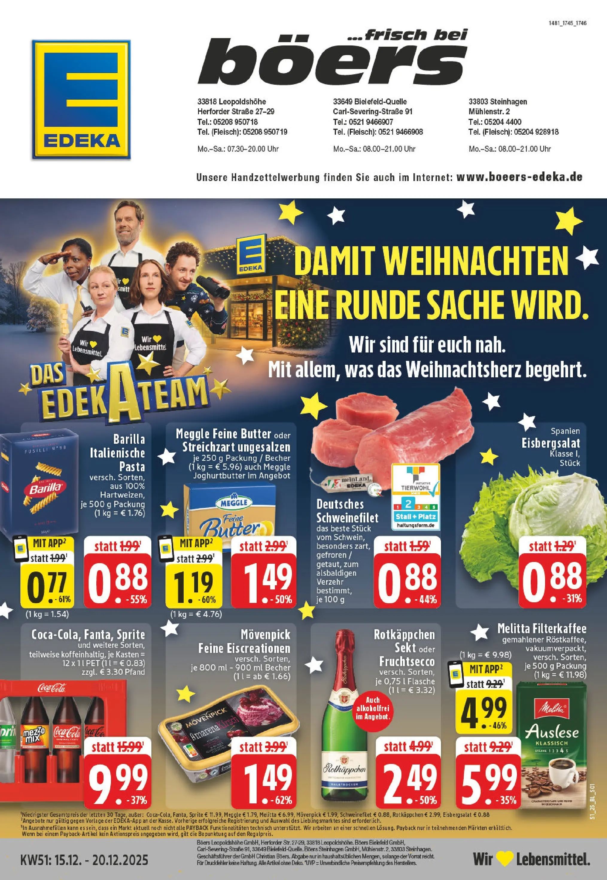 Edeka prospekt Bielefeld	 (ab 15.12.2025) » Angebote Online | Seite: 1 | Produkte: Coca cola, Cola, Sekt, Fruchtsecco