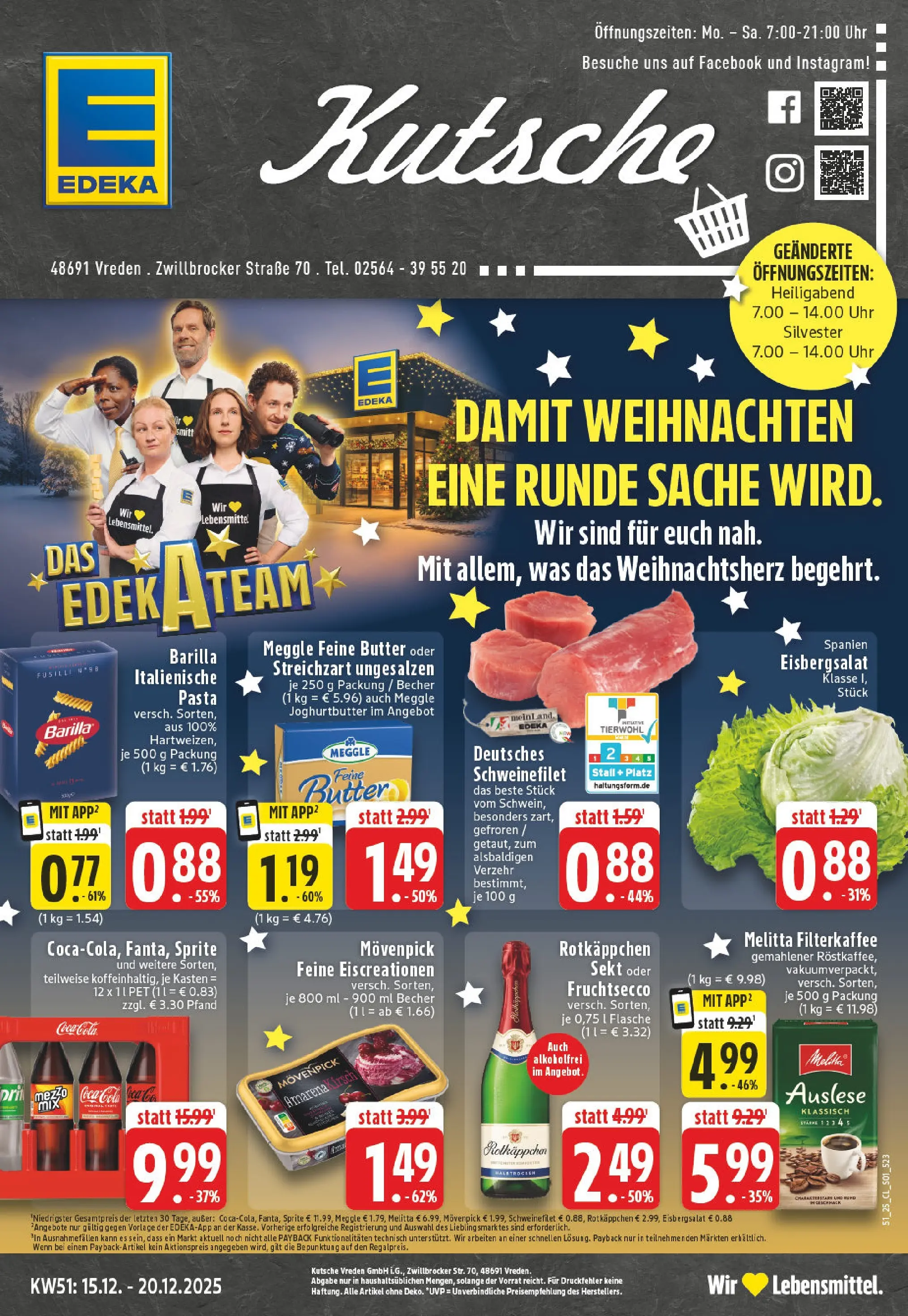 Edeka prospekt Vreden	 (ab 15.12.2025) » Angebote Online | Seite: 1 | Produkte: Coca cola, Fruchtsecco, Pasta, Uhr