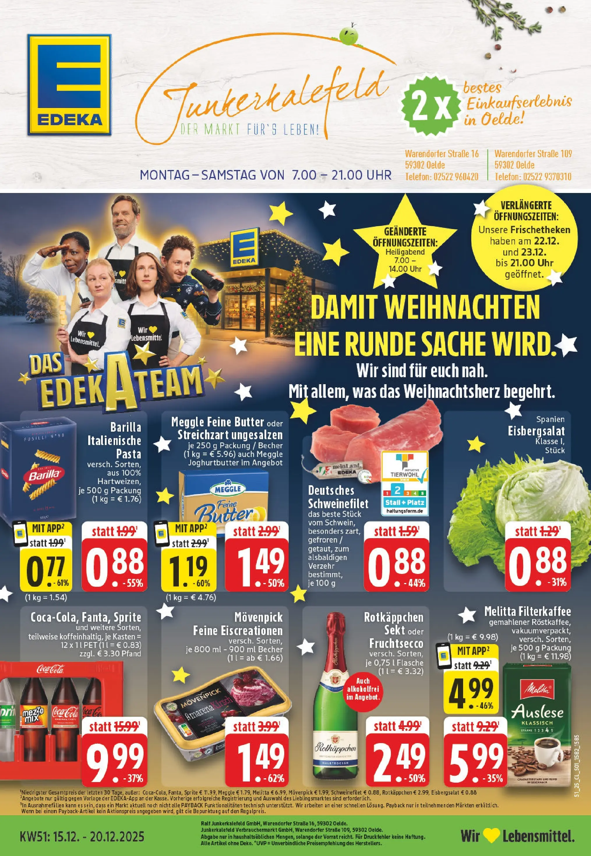 Edeka prospekt Oelde	 (ab 15.12.2025) » Angebote Online | Seite: 1 | Produkte: Melitta, Coca cola, Barilla, Rotkäppchen