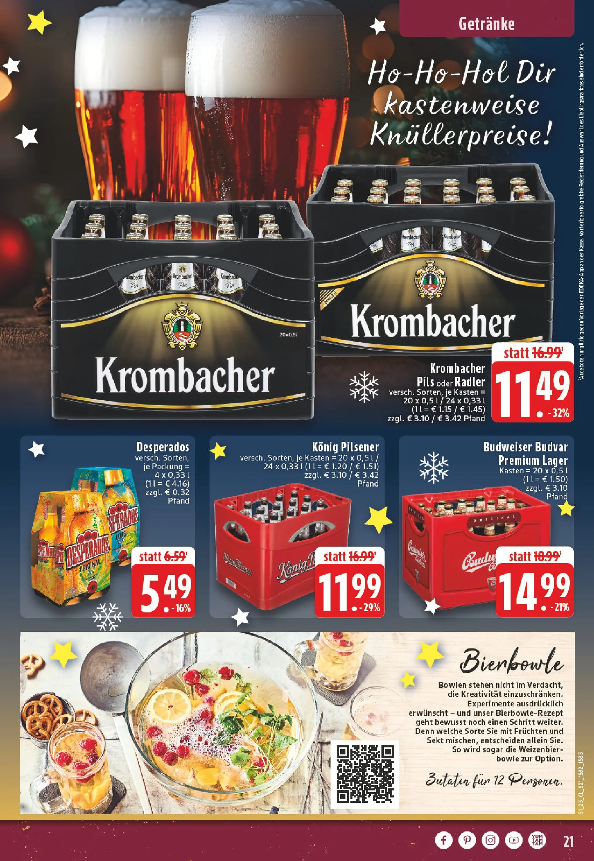 Edeka prospekt Oelde	 (ab 15.12.2025) » Angebote Online | Seite: 21 | Produkte: Konig pilsener, Radler, Desperados, Krombacher