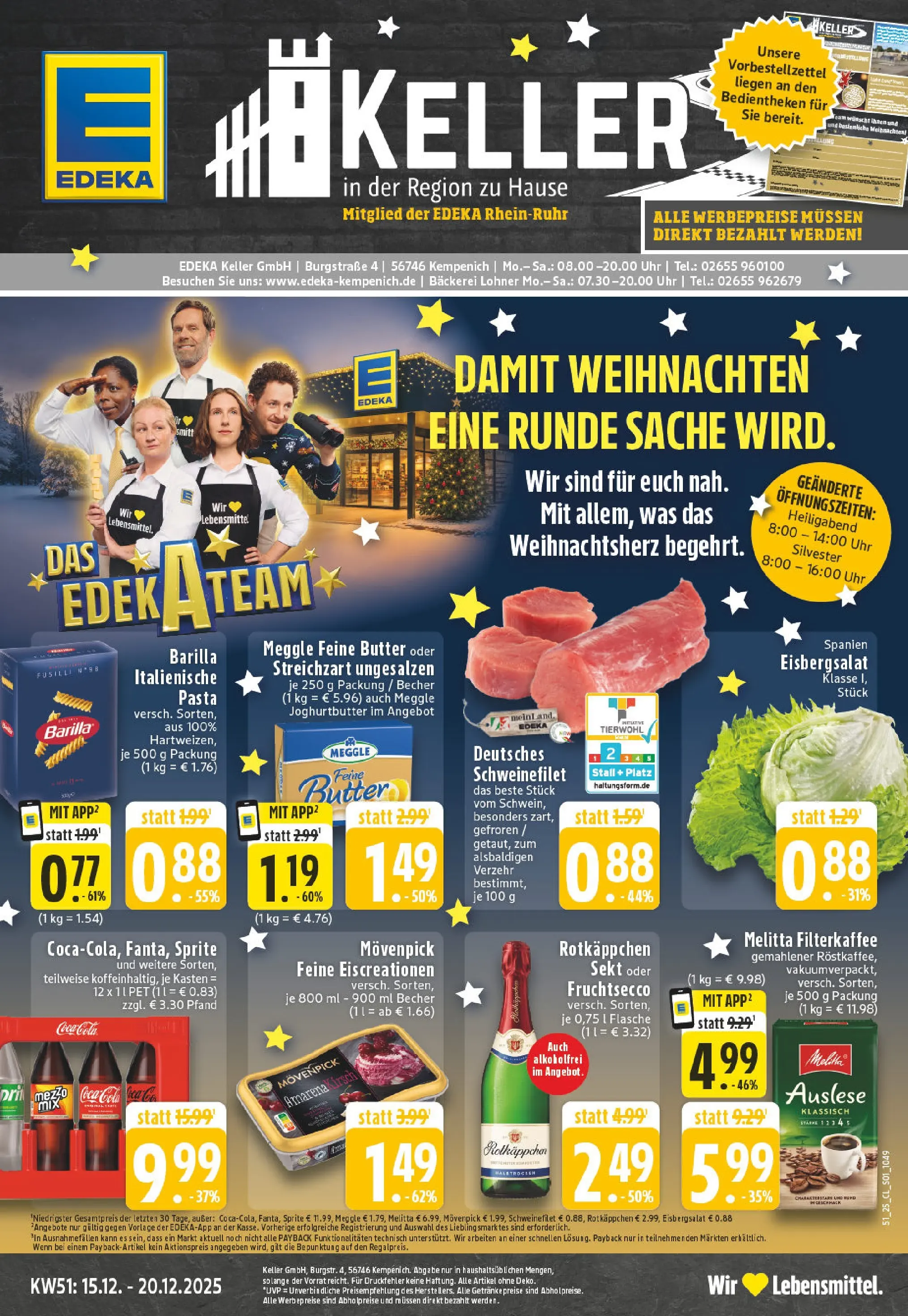Edeka prospekt Kempenich	 (ab 15.12.2025) » Angebote Online | Seite: 1 | Produkte: Rotkappchen sekt, Barilla, Pasta, Uhr