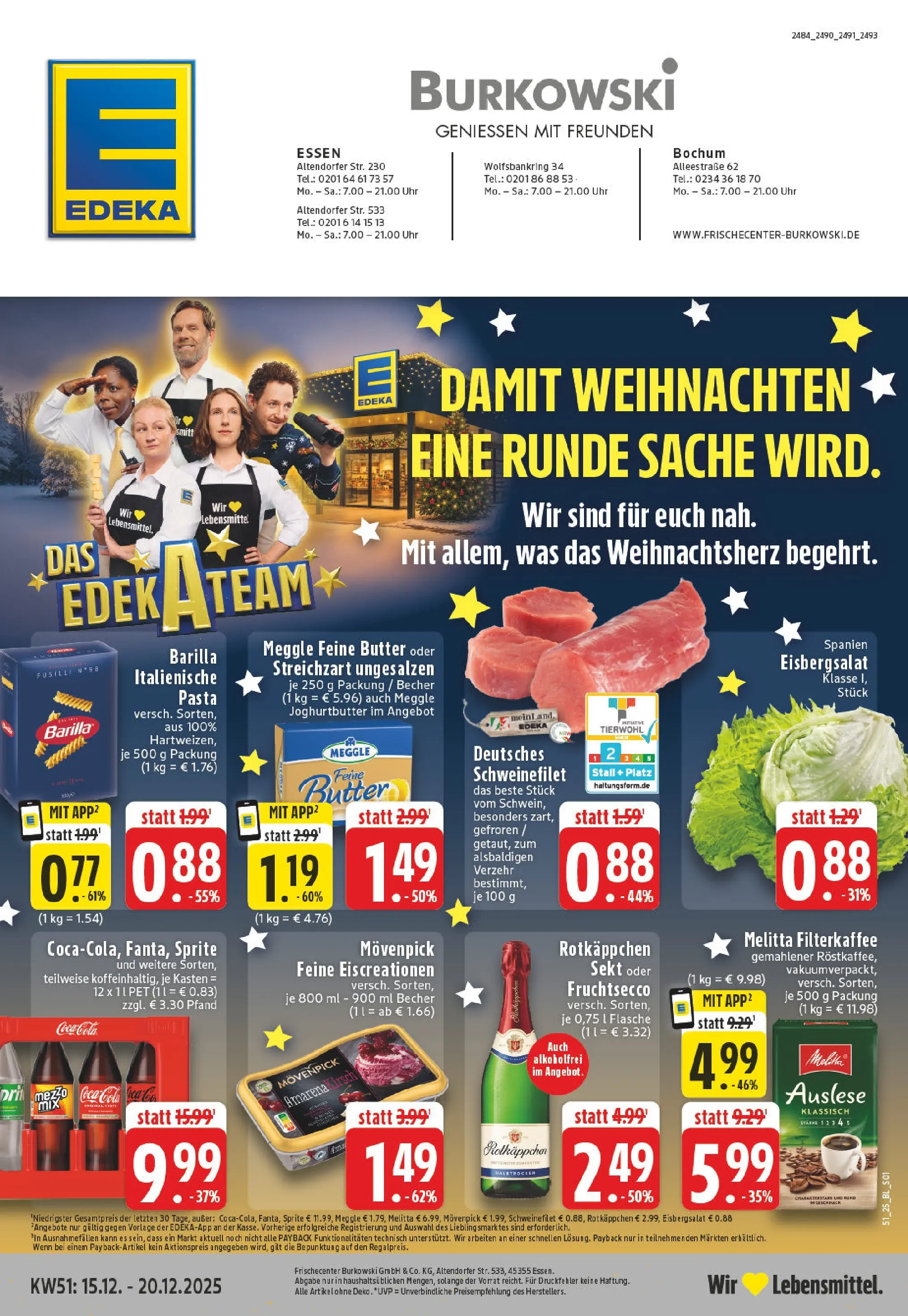 Edeka prospekt Essen	 (ab 15.12.2025) » Angebote Online | Seite: 1 | Produkte: Melitta, Coca cola, Eisbergsalat, Pasta