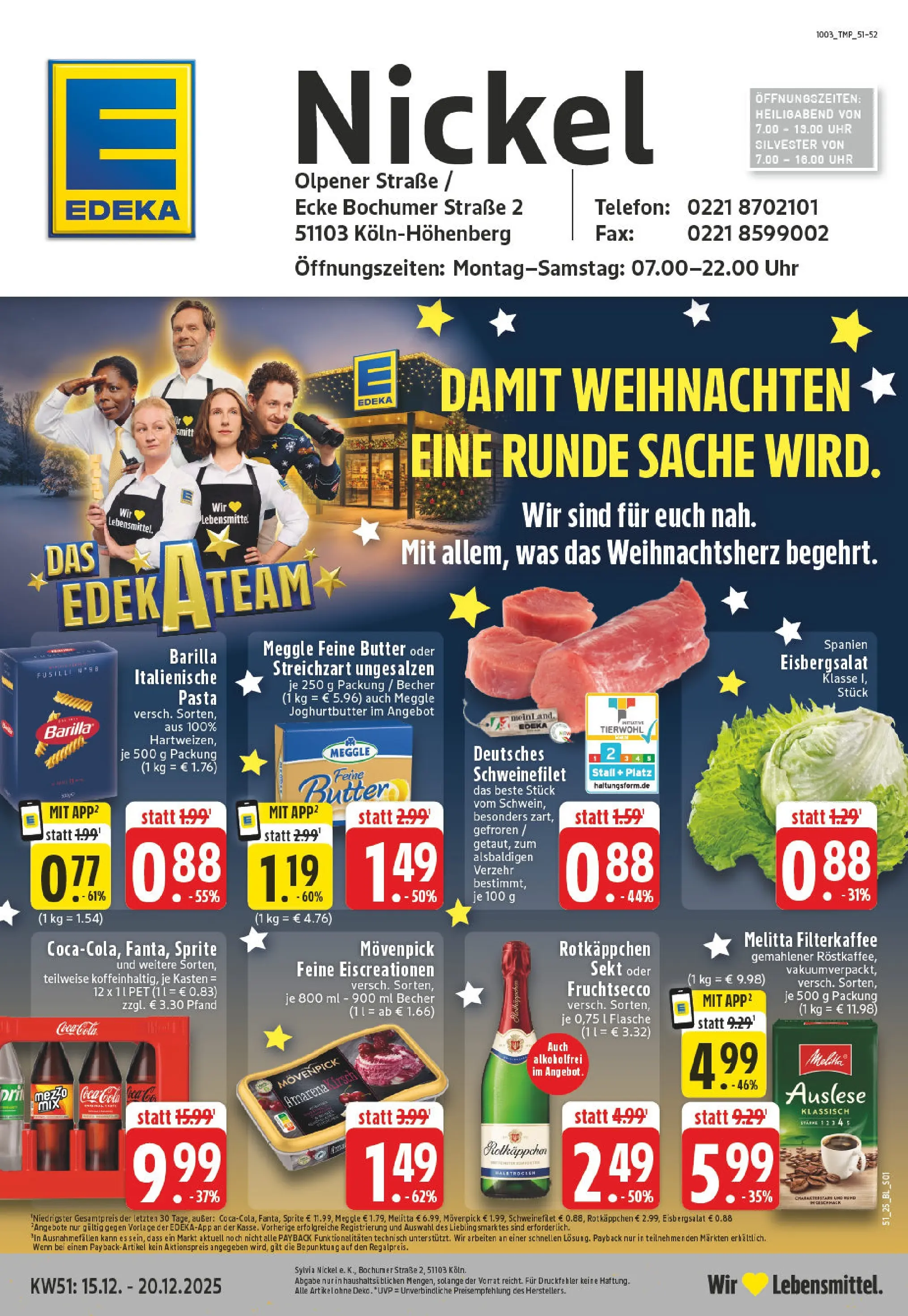 Edeka prospekt Köln	 (ab 15.12.2025) » Angebote Online | Seite: 1 | Produkte: Butter, Eisbergsalat, Telefon, Uhr