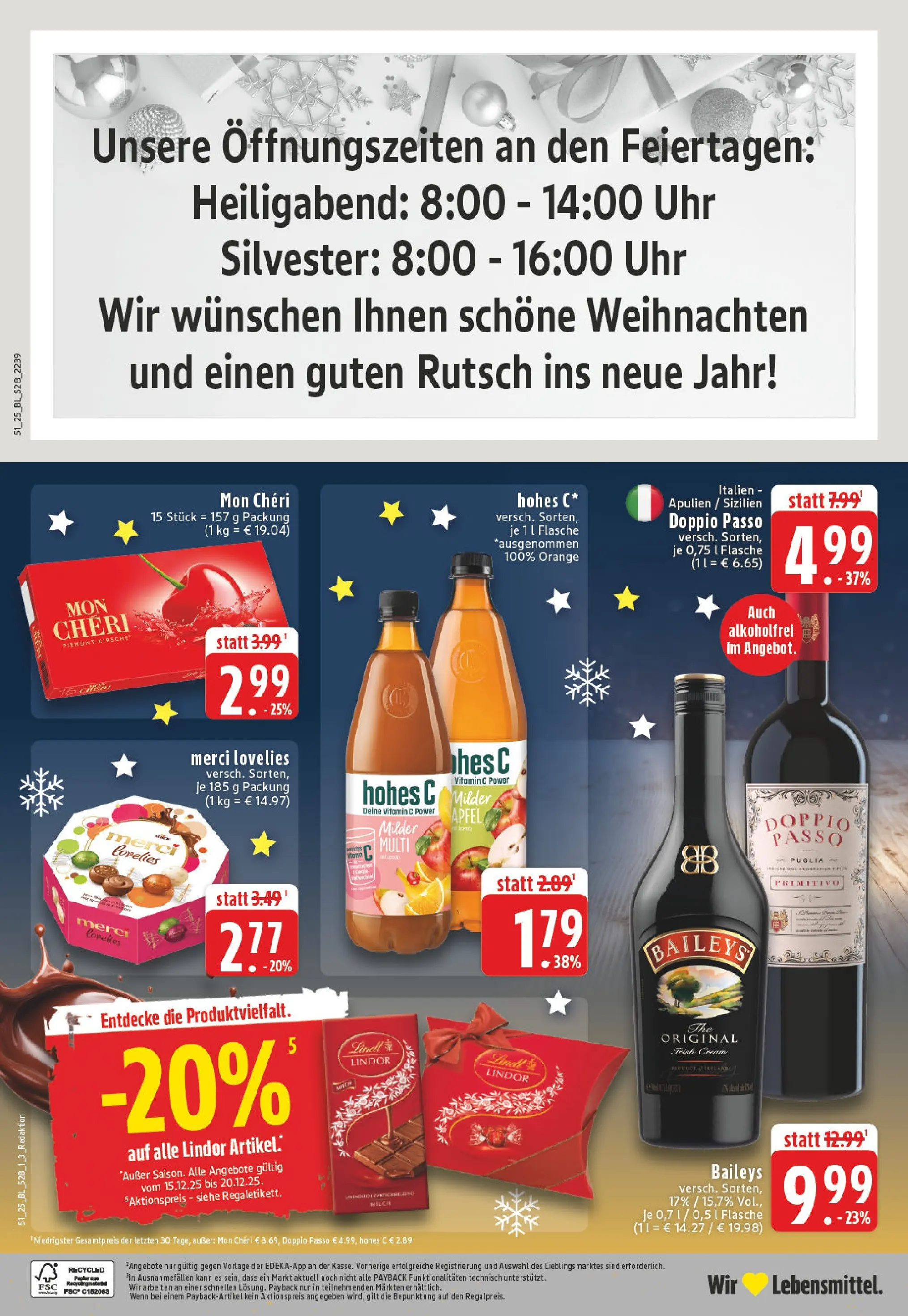 Edeka prospekt Euskirchen	 (ab 15.12.2025) » Angebote Online | Seite: 30 | Produkte: Milch, Doppio Passo, Baileys, Uhr