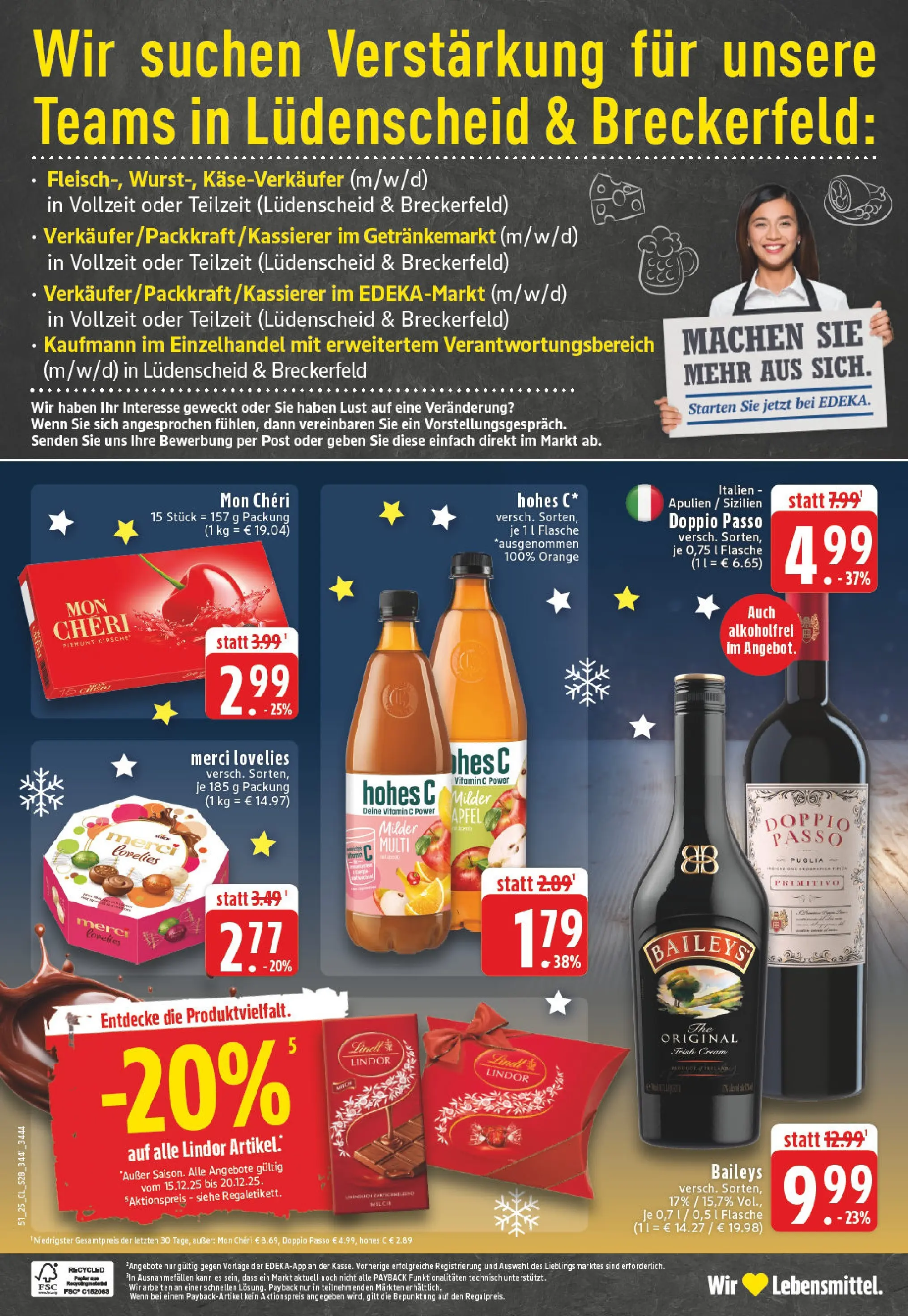 Edeka prospekt Breckerfeld	 (ab 15.12.2025) » Angebote Online | Seite: 30 | Produkte: Doppio Passo, Hohes c, Lindt, Mon cheri